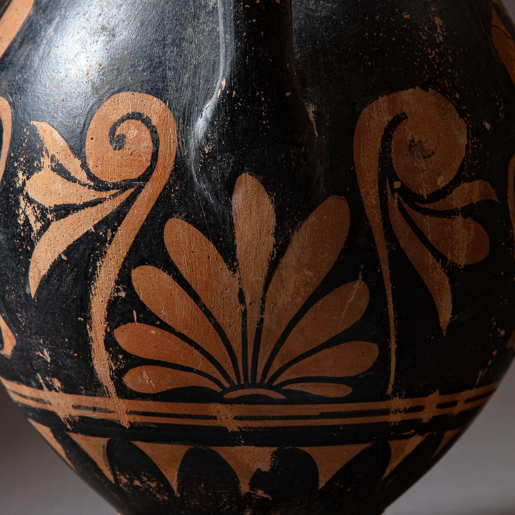 19th Century Grand Tour Greek Terracotta Vessel of Amphora Form, Black and Brown 1