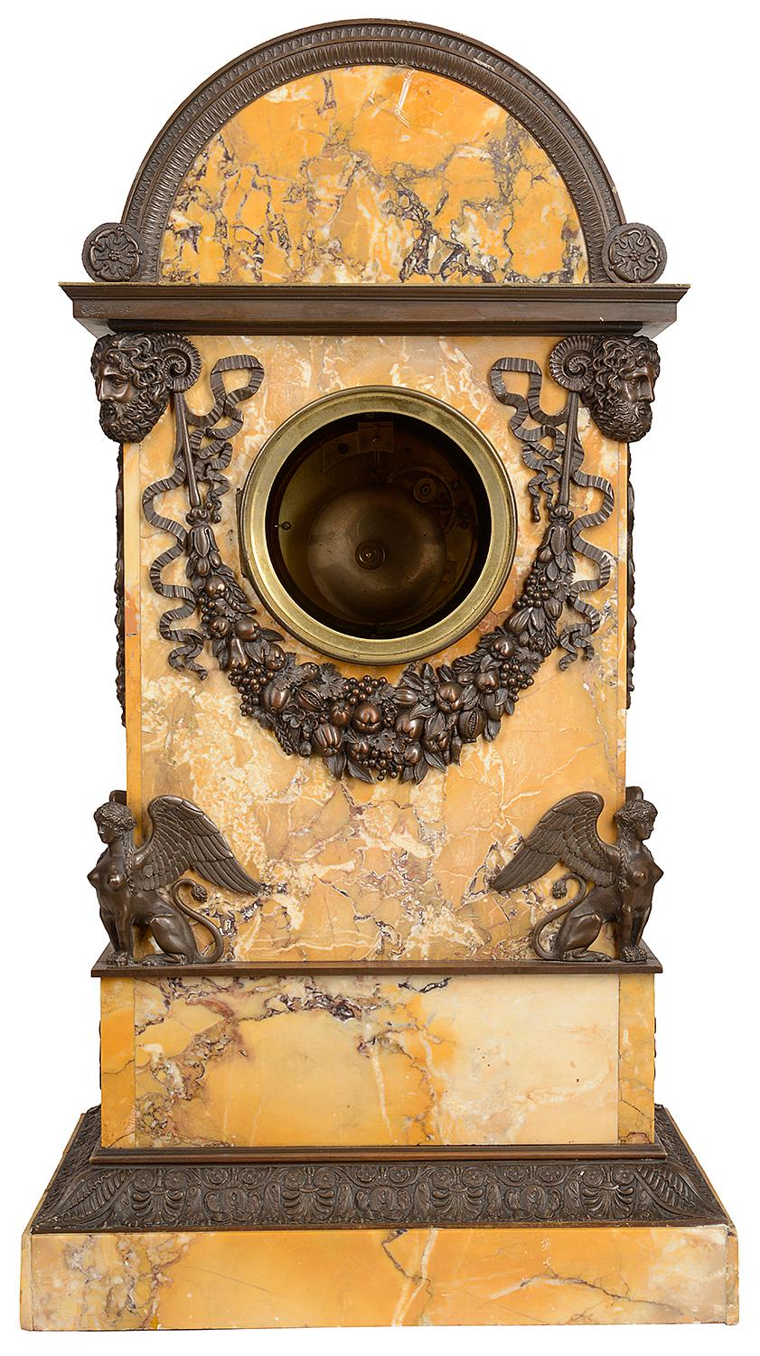 Bronze 19th Century Grand Tour Influenced Mantel Clock For Sale