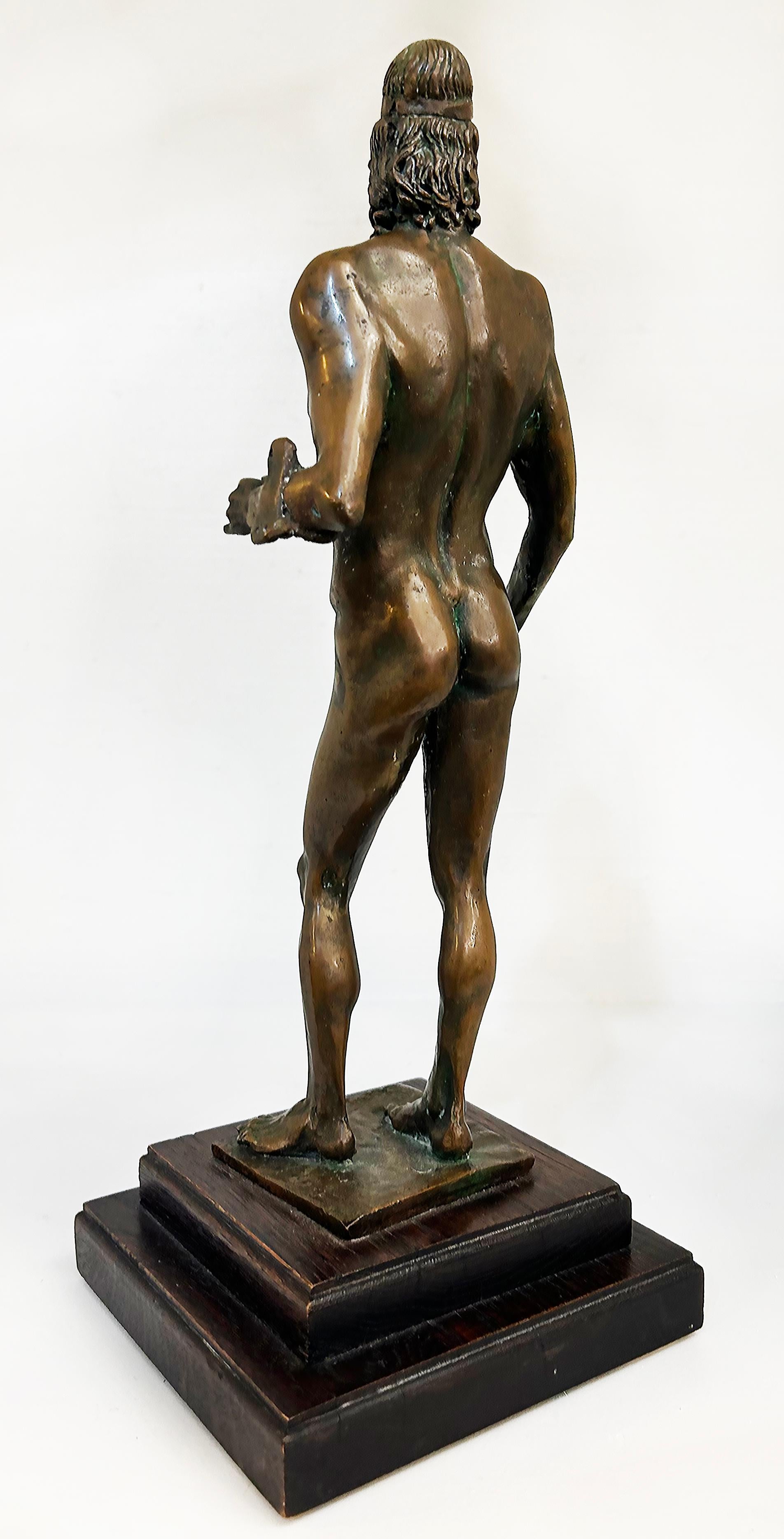 Classical Greek 1980s Italian Bronze Riace Warrior Sculpture Statue Signed Pintoneilo For Sale