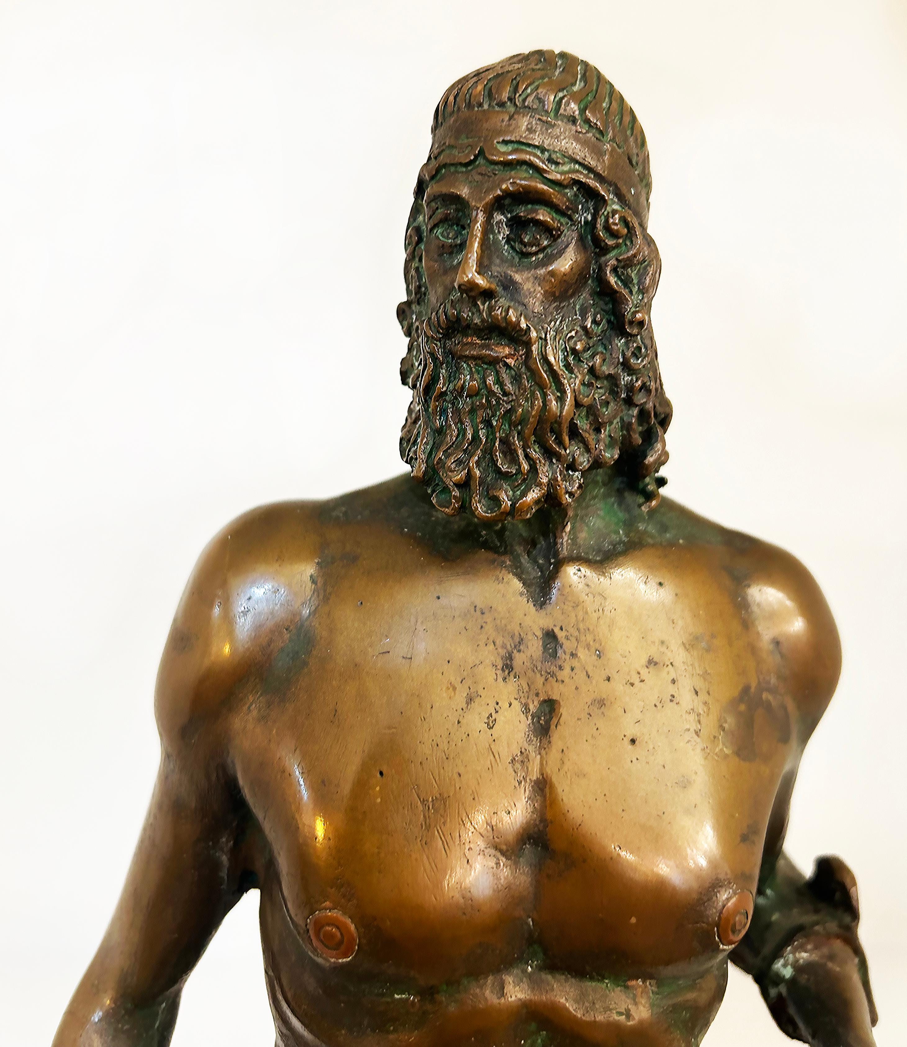 1980s Italian Bronze Riace Warrior Sculpture Statue Signed Pintoneilo For Sale 2