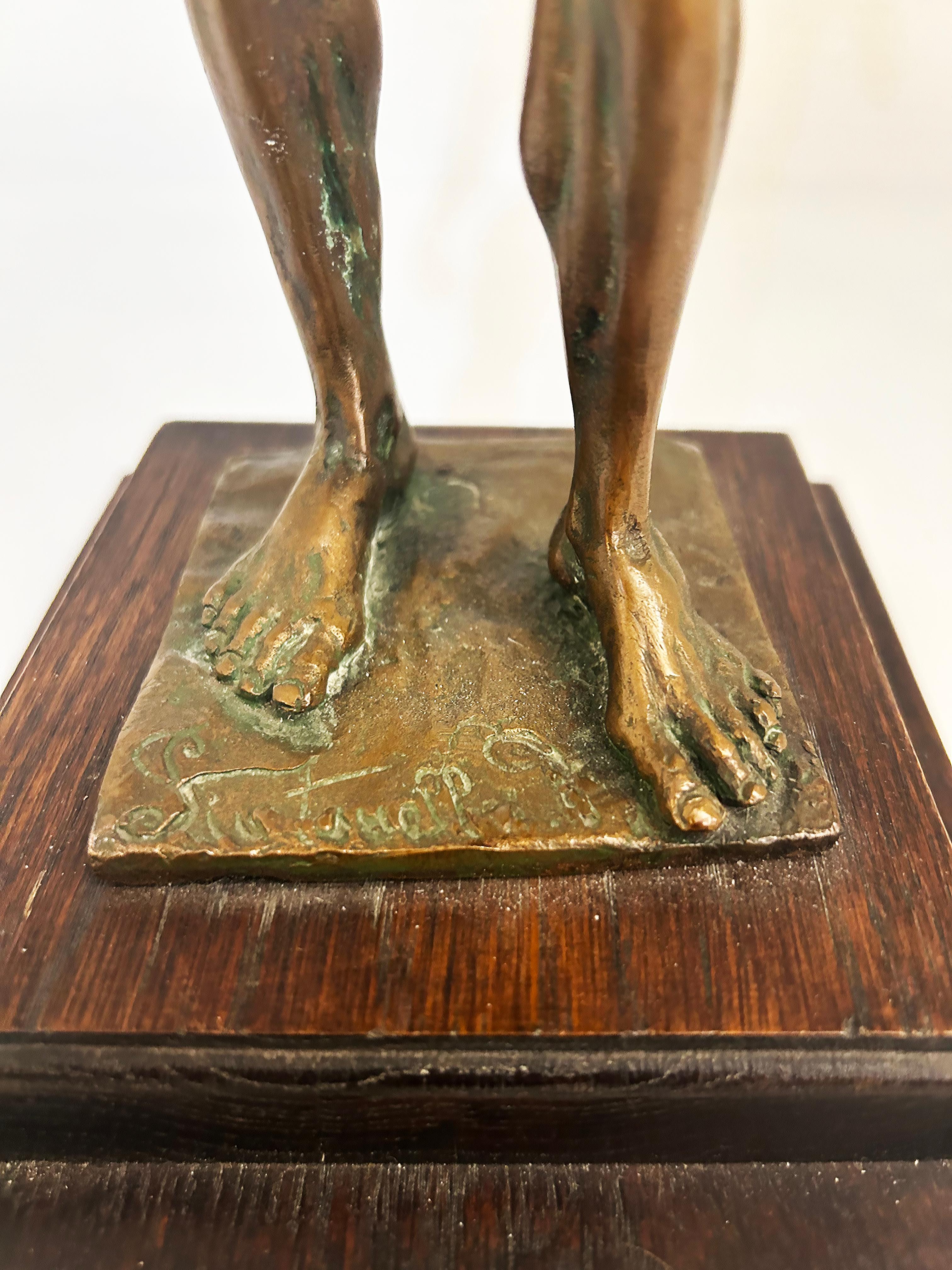 1980s Italian Bronze Riace Warrior Sculpture Statue Signed Pintoneilo For Sale 3