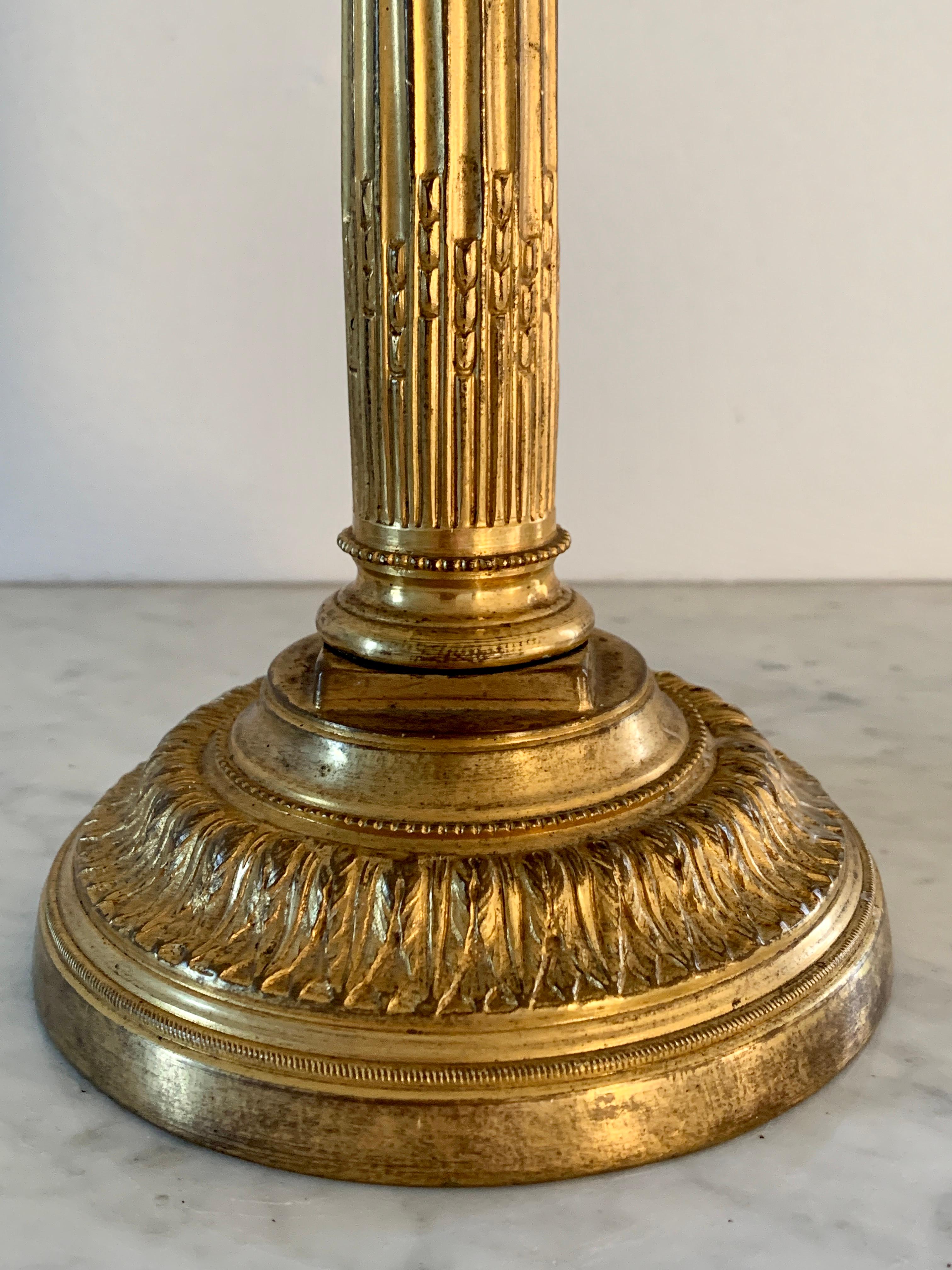19th Century Grand Tour Italian Corinthian Column Bronze Candle Holders, Pair For Sale 2
