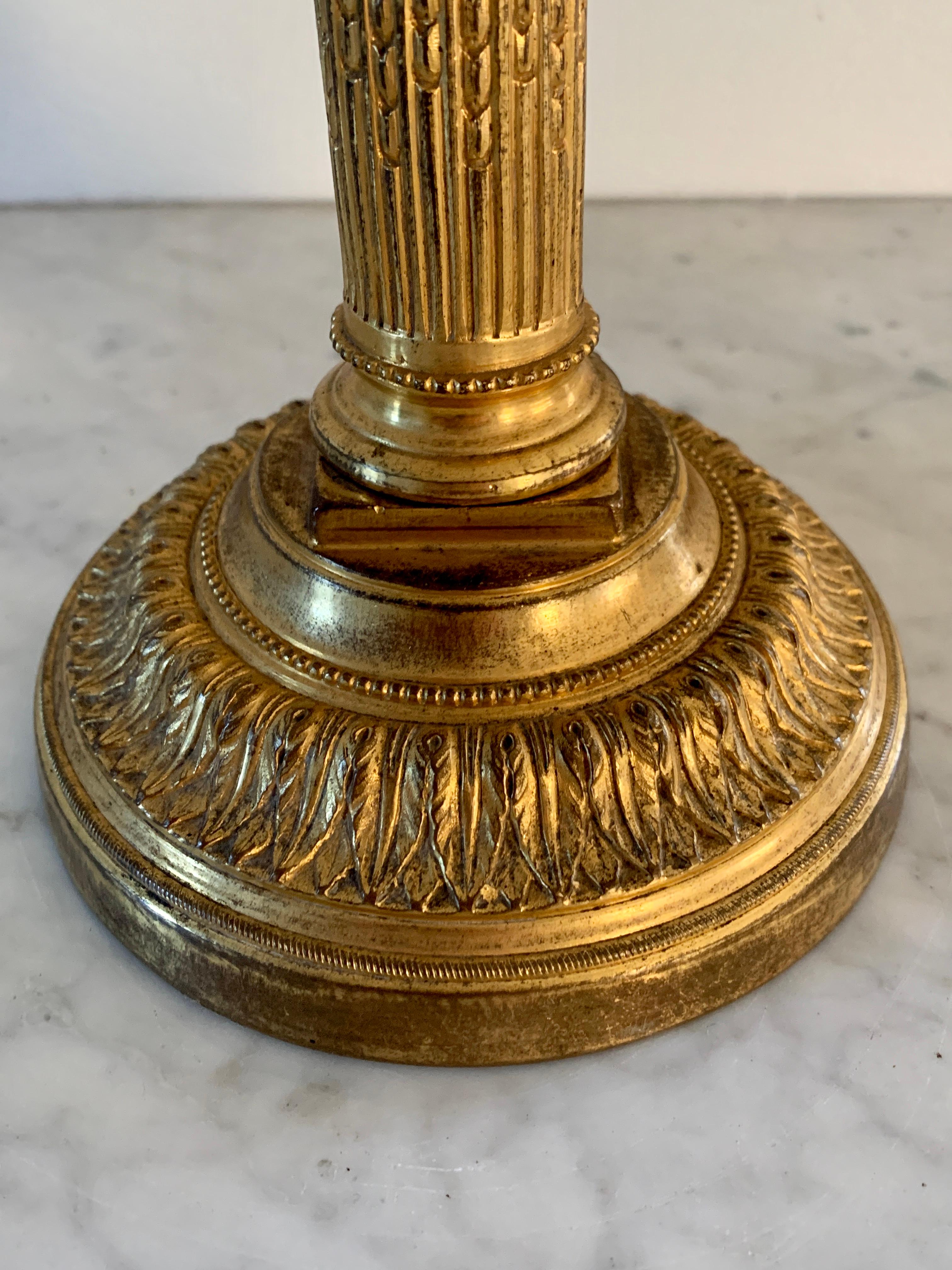 19th Century Grand Tour Italian Corinthian Column Bronze Candle Holders, Pair For Sale 5