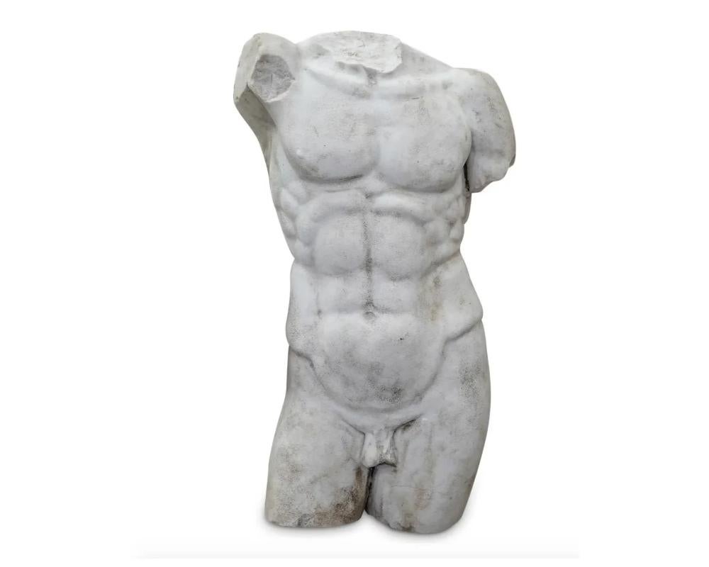 19th century grand tour marble nude torso sculpture

An antique marble torso sculpture, depicting the torso of a Dancing Faun. This remnant of a marble faun is most likely a Roman copy of an earlier Greek bronze sculpture. Its torso exemplifies