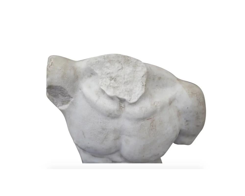 19th Century Grand Tour Marble Nude Torso Sculpture Life Size In Good Condition For Sale In New York, NY