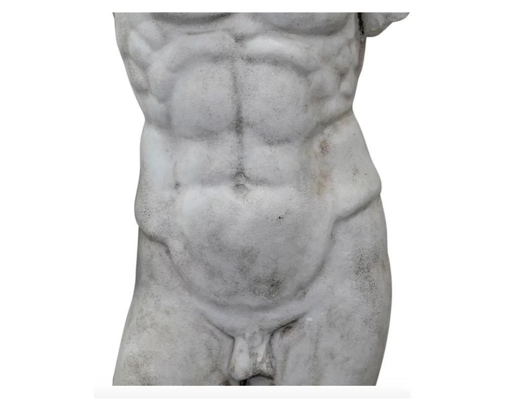 19th Century Grand Tour Marble Nude Torso Sculpture Life Size For Sale 3