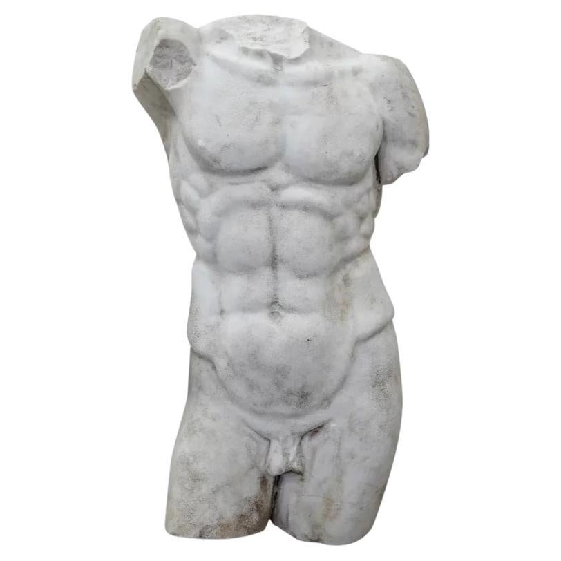 19th Century Grand Tour Marble Nude Torso Sculpture Life Size For Sale