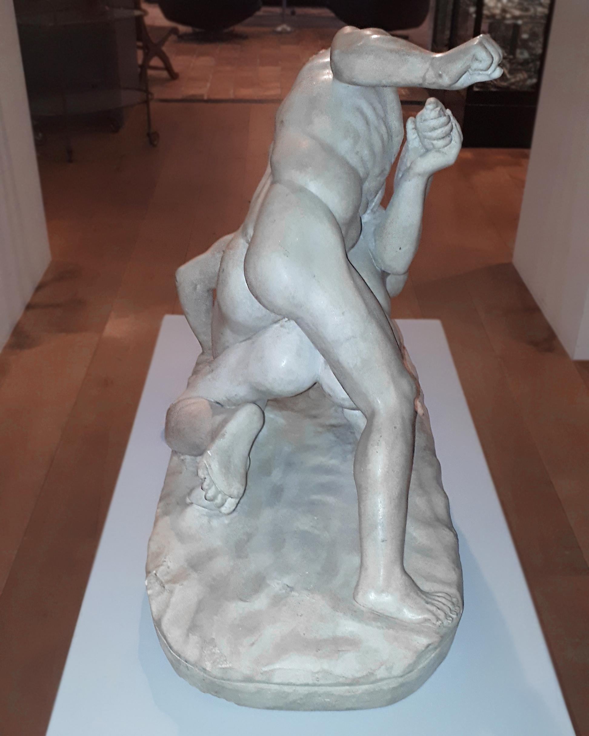 19th Century Grand Tour Marble Sculpture after the Antique Uffizi Wrestlers In Good Condition In Baambrugge, NL