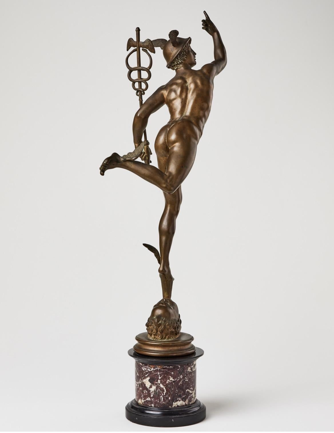Italian 19th Century Grand Tour Mercury Bronze Sculpture after Giambologna by Benedetto 
