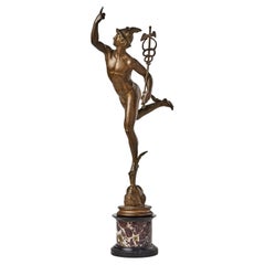 Grand Tour Mercury-Bronze-Skulptur nach Giambologna von Benedetto aus dem 19. Jahrhundert 