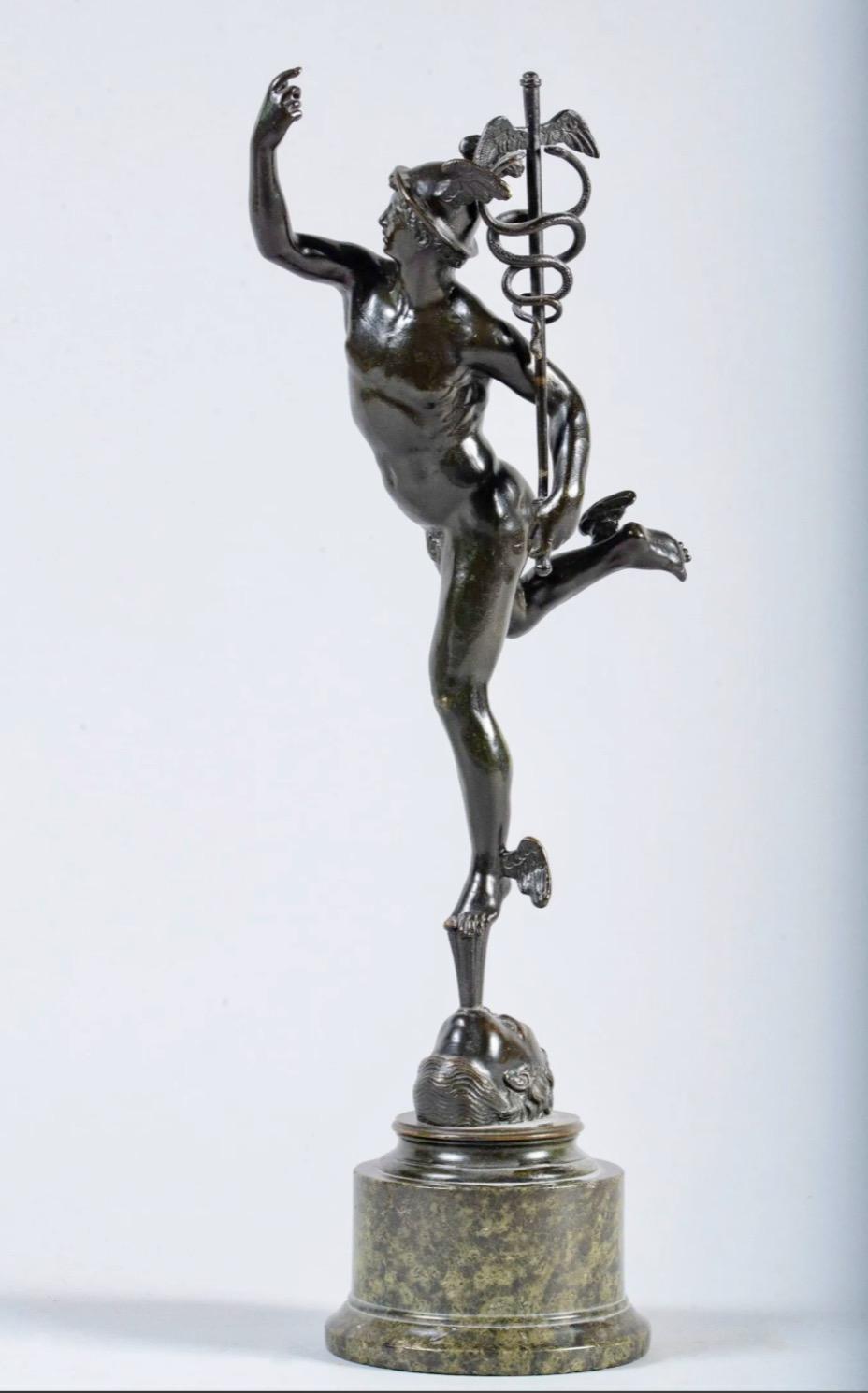 Carved 19th Century Italian Grand Tour Bronze Sculpture of Mercury after Giambologna