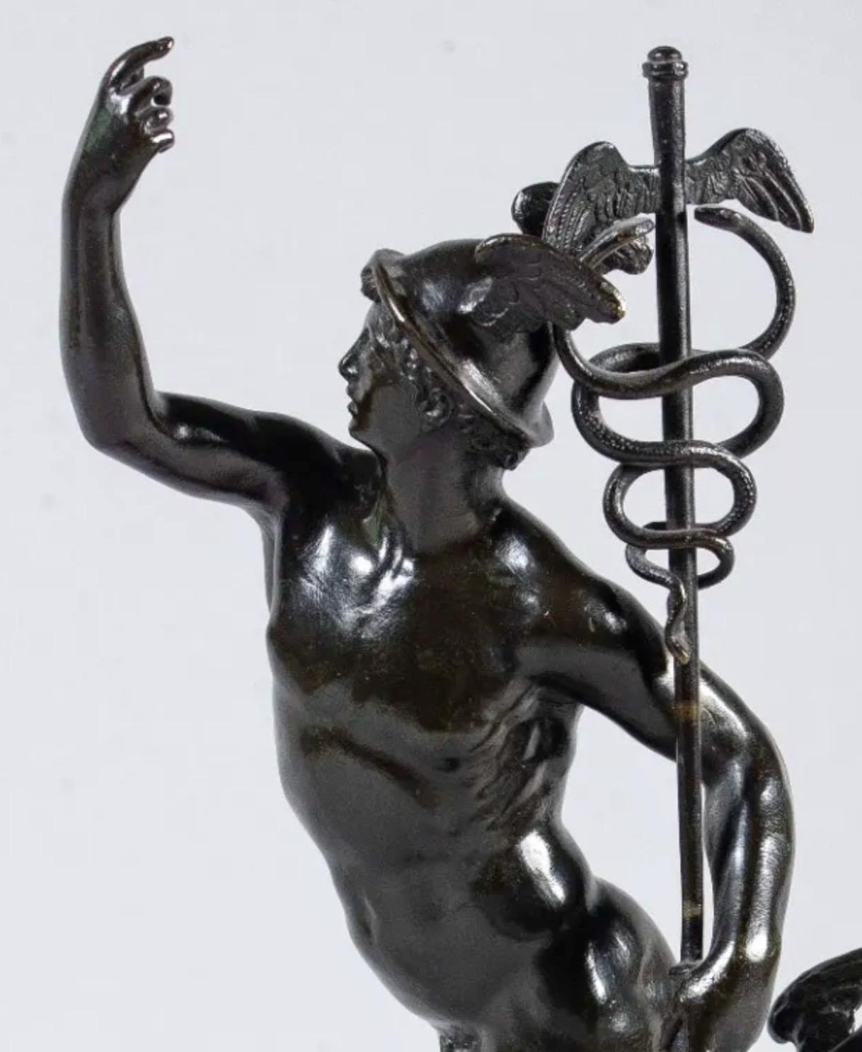 19th Century Italian Grand Tour Bronze Sculpture of Mercury after Giambologna In Good Condition In Stockholm, SE
