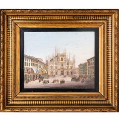 micro-mosaïque du Grand Tour du 19ème siècle Vue de la cathédrale de Milan Duomo Di Milano