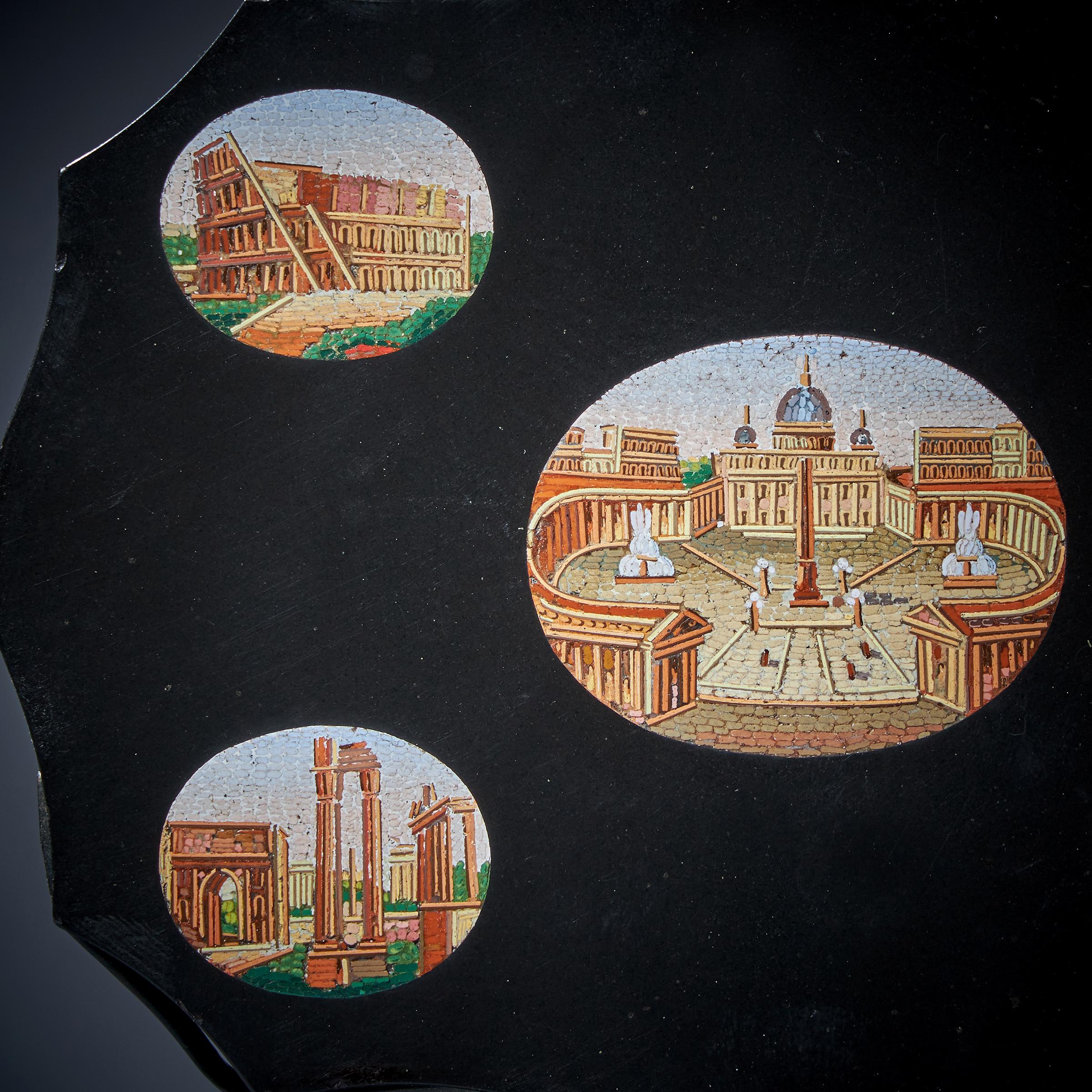 Grand Tour Micro Mosaik-Tablett aus dem 19. Jahrhundert, das italienische Architektur darstellt im Angebot 3