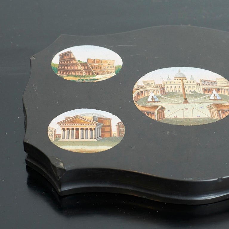 Italian 19th Century Grand Tour Micro Mosaic Tablet with Roman Views For Sale