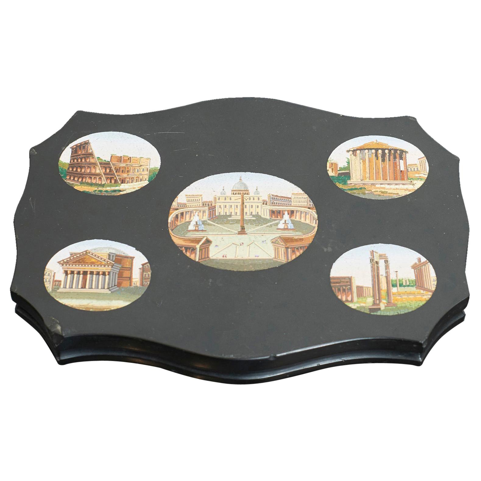 19th Century Grand Tour Micro Mosaic Tablet with Roman Views