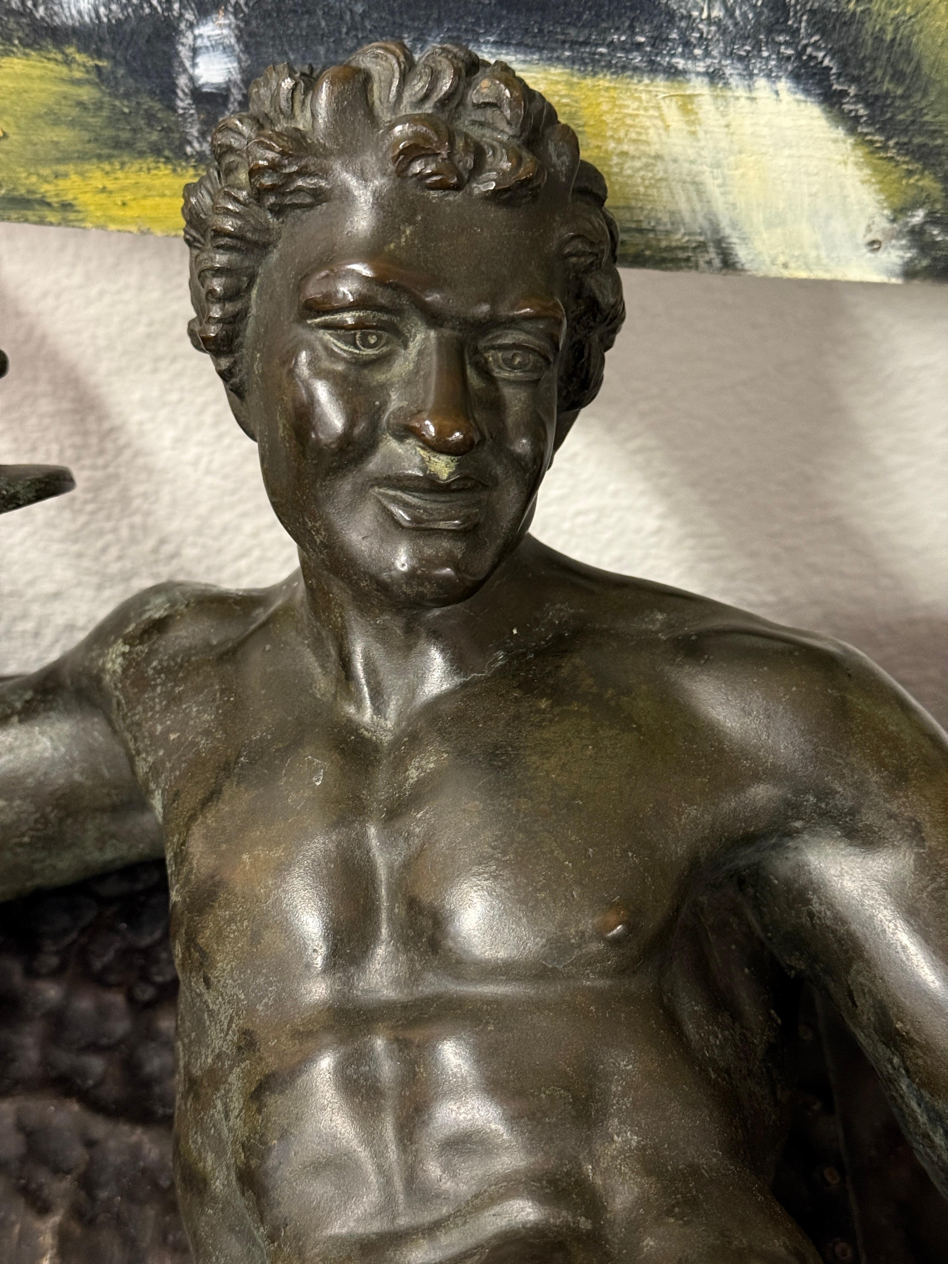 19th Century Grand Tour Neo Classical Bronze of Dancing Faun with Cymbals im Angebot 12