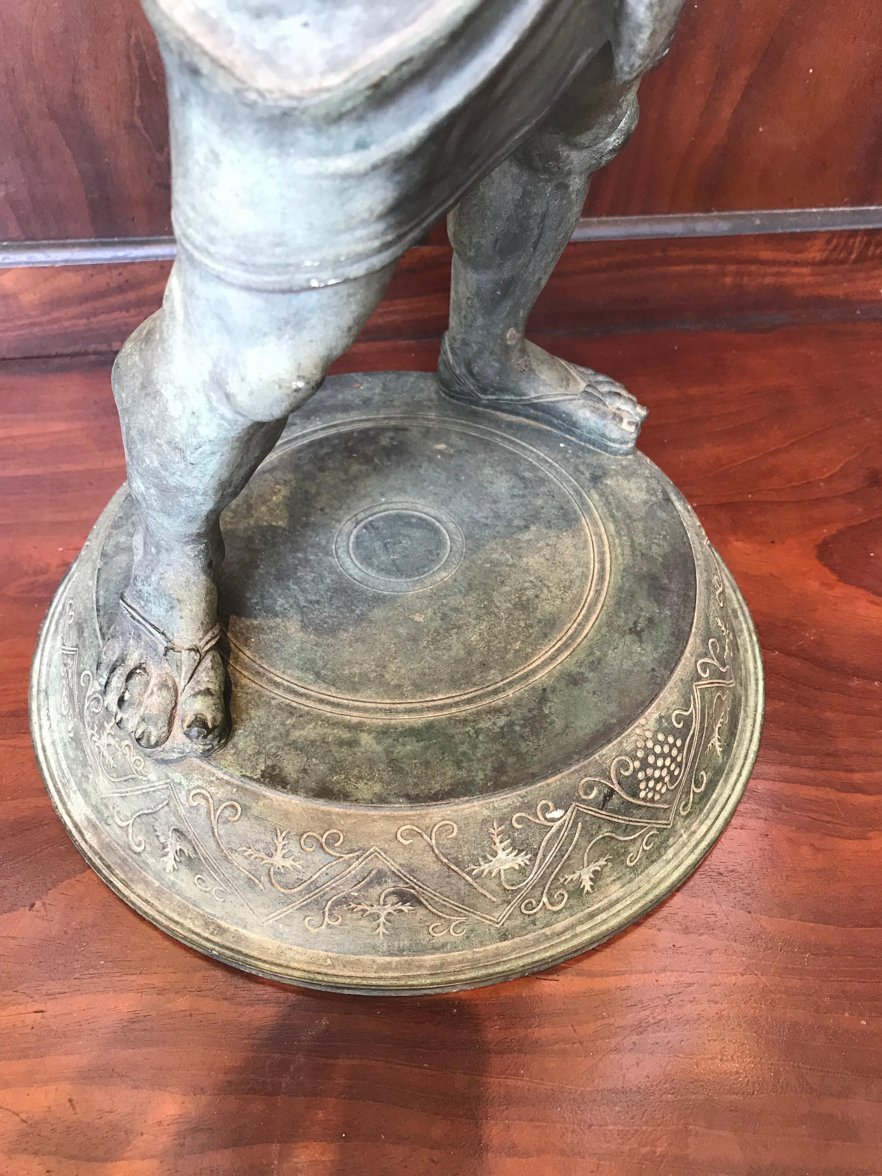 19th Century Grand Tour Patinated Bronze Silenus Lamp For Sale 1