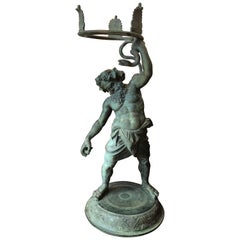 19th Century Grand Tour Patinated Bronze Silenus Lamp