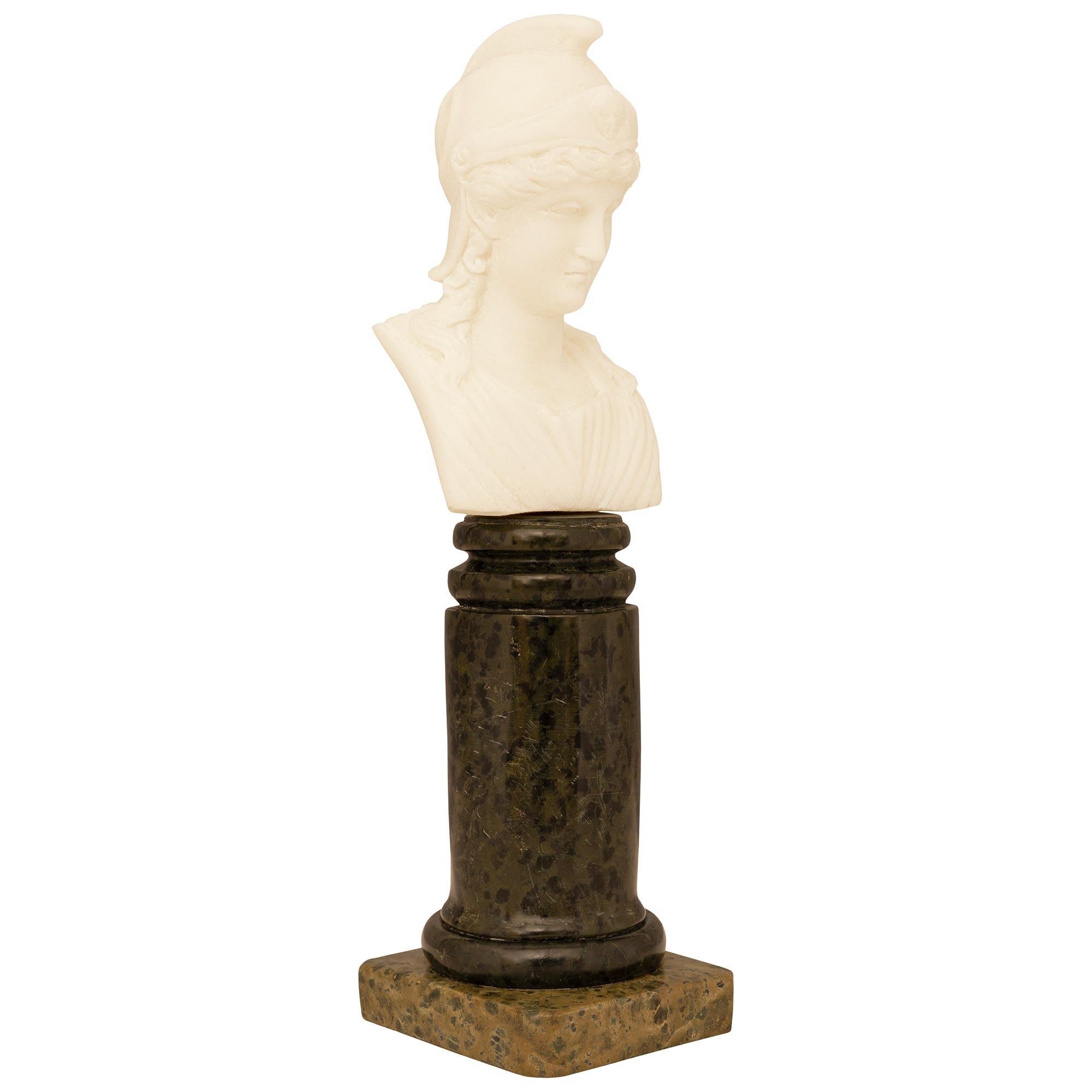 Italian 19th century Grand Tour period Alabaster and  Marble bust of Athena For Sale