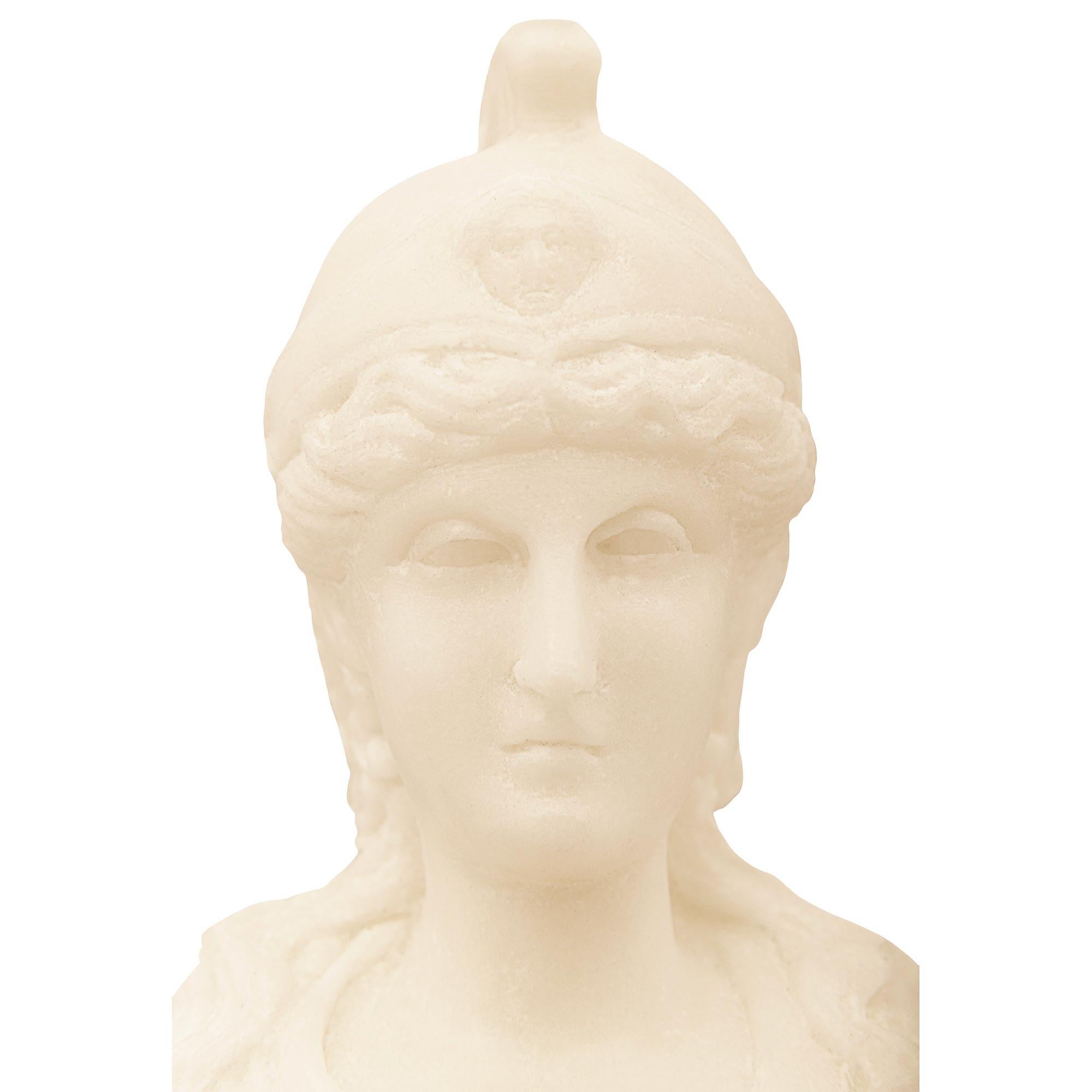 19th Century 19th century Grand Tour period Alabaster and  Marble bust of Athena For Sale