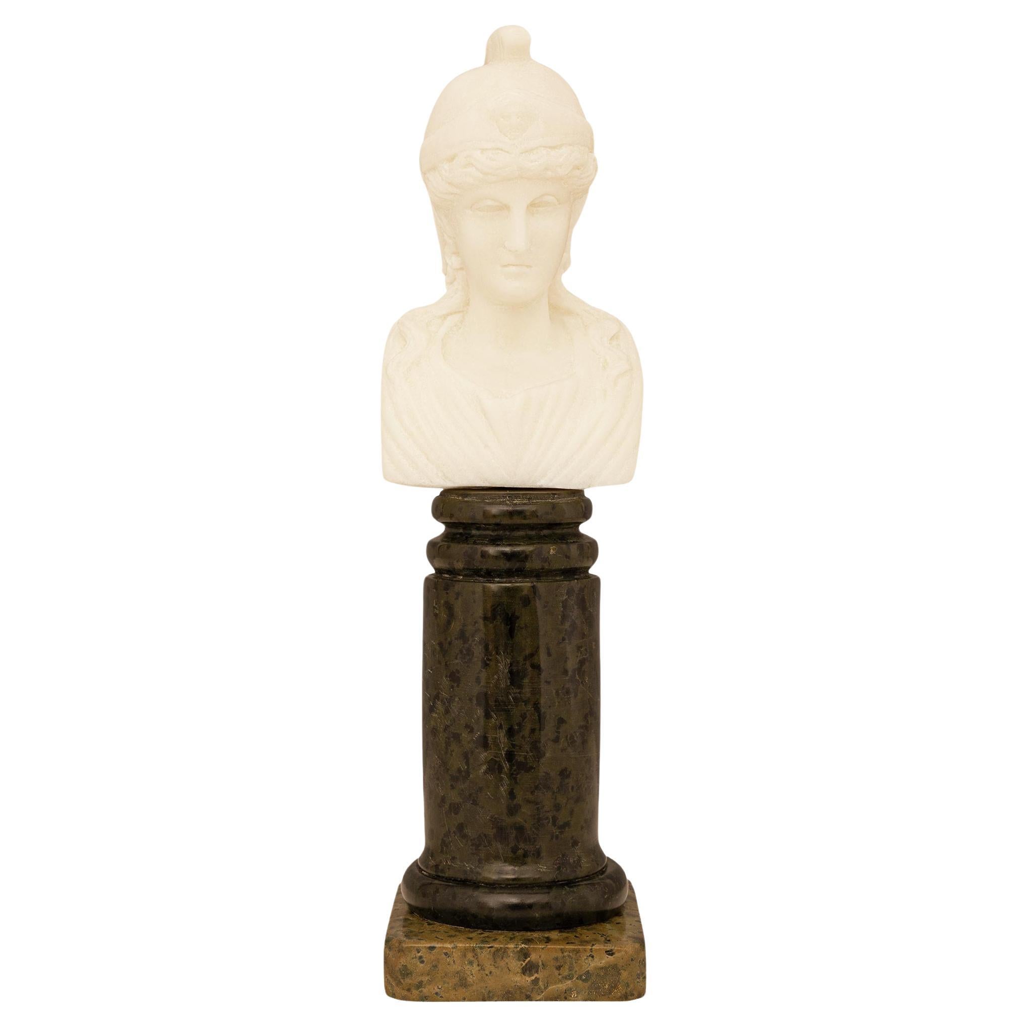 19th century Grand Tour period Alabaster and  Marble bust of Athena For Sale