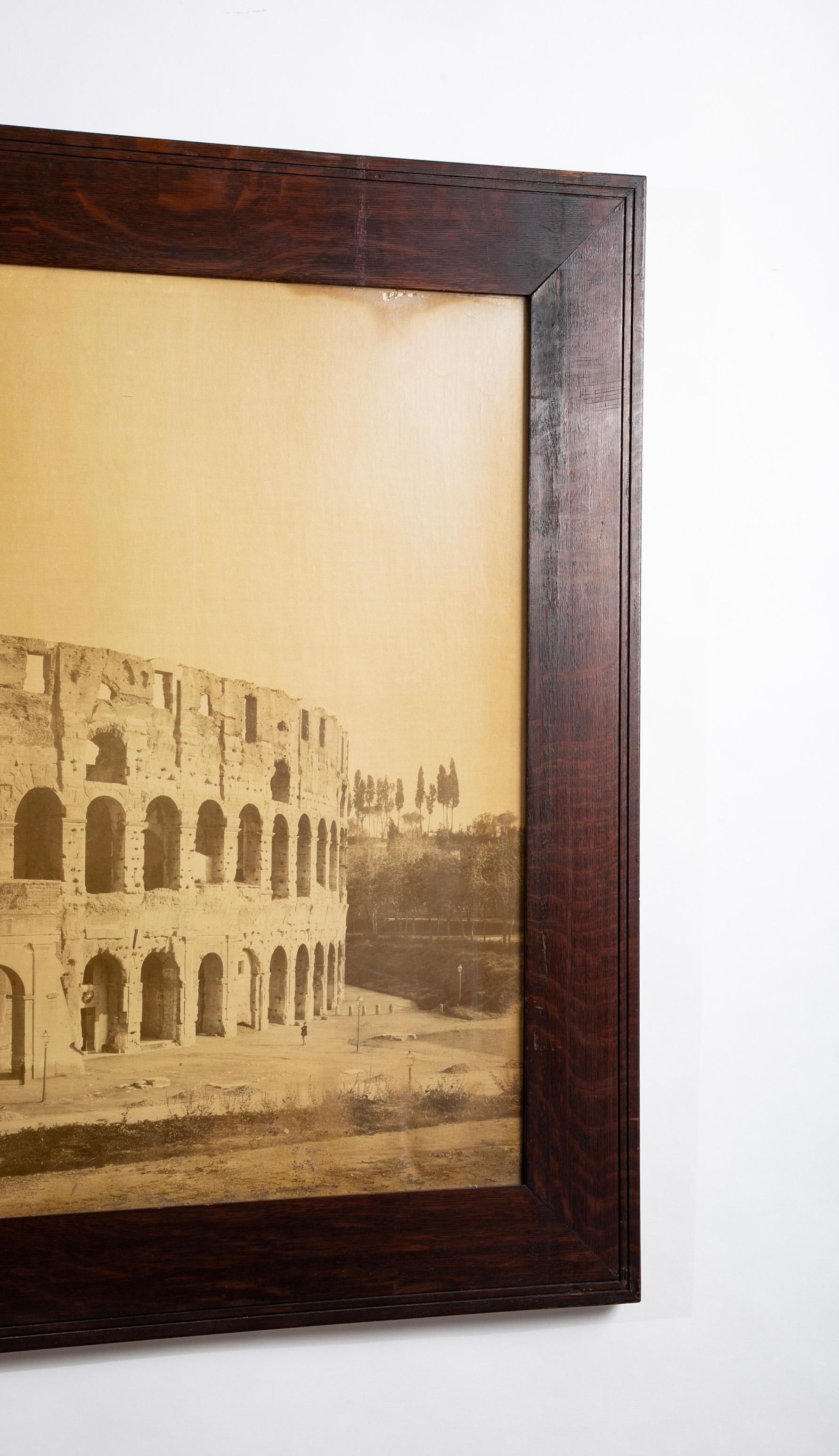 Chêne Photo du 19ème siècle du Colisée romain, grande échelle de 68 pouces de large. en vente