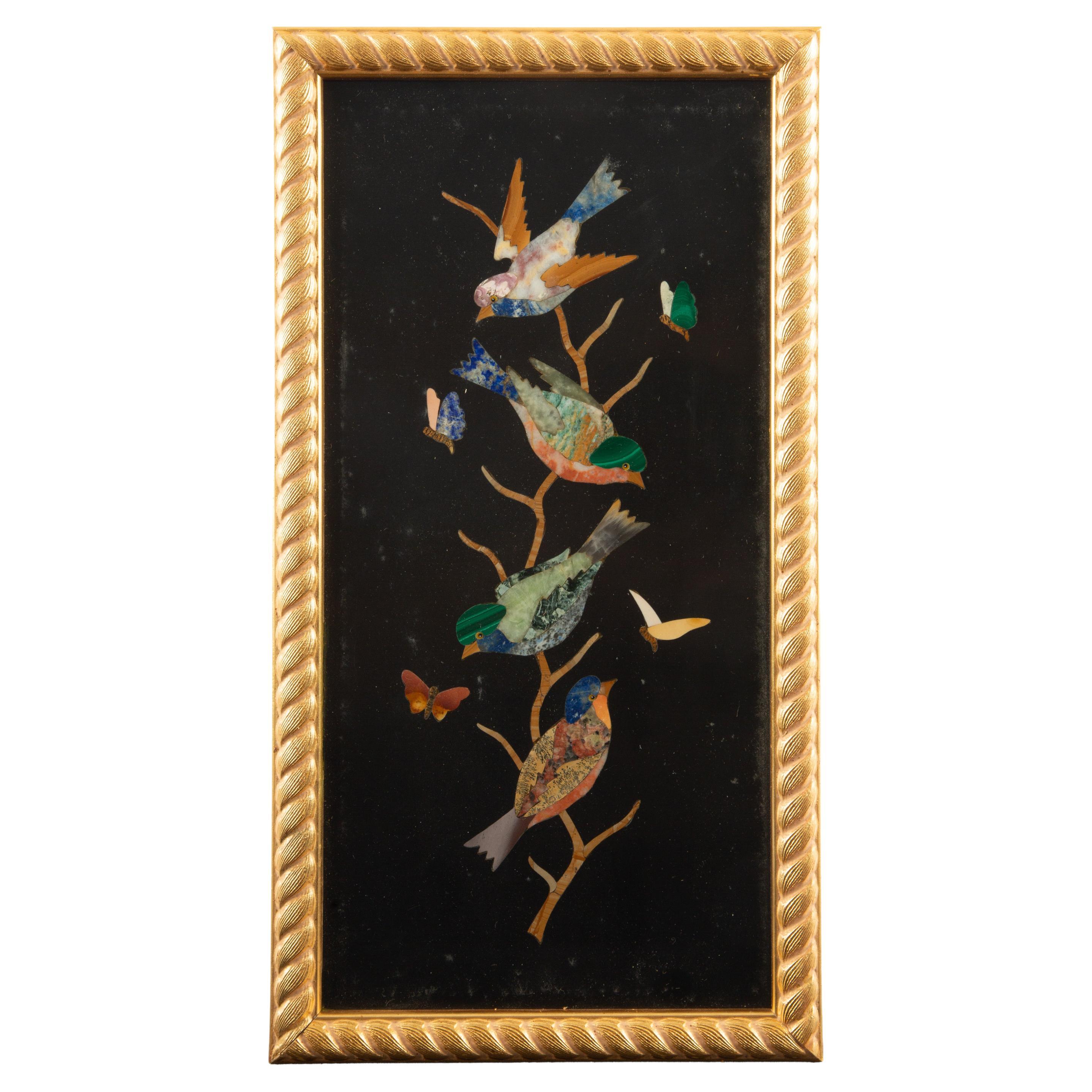 19th Century Grand Tour Pietra Dura of a Birds and Butterflies