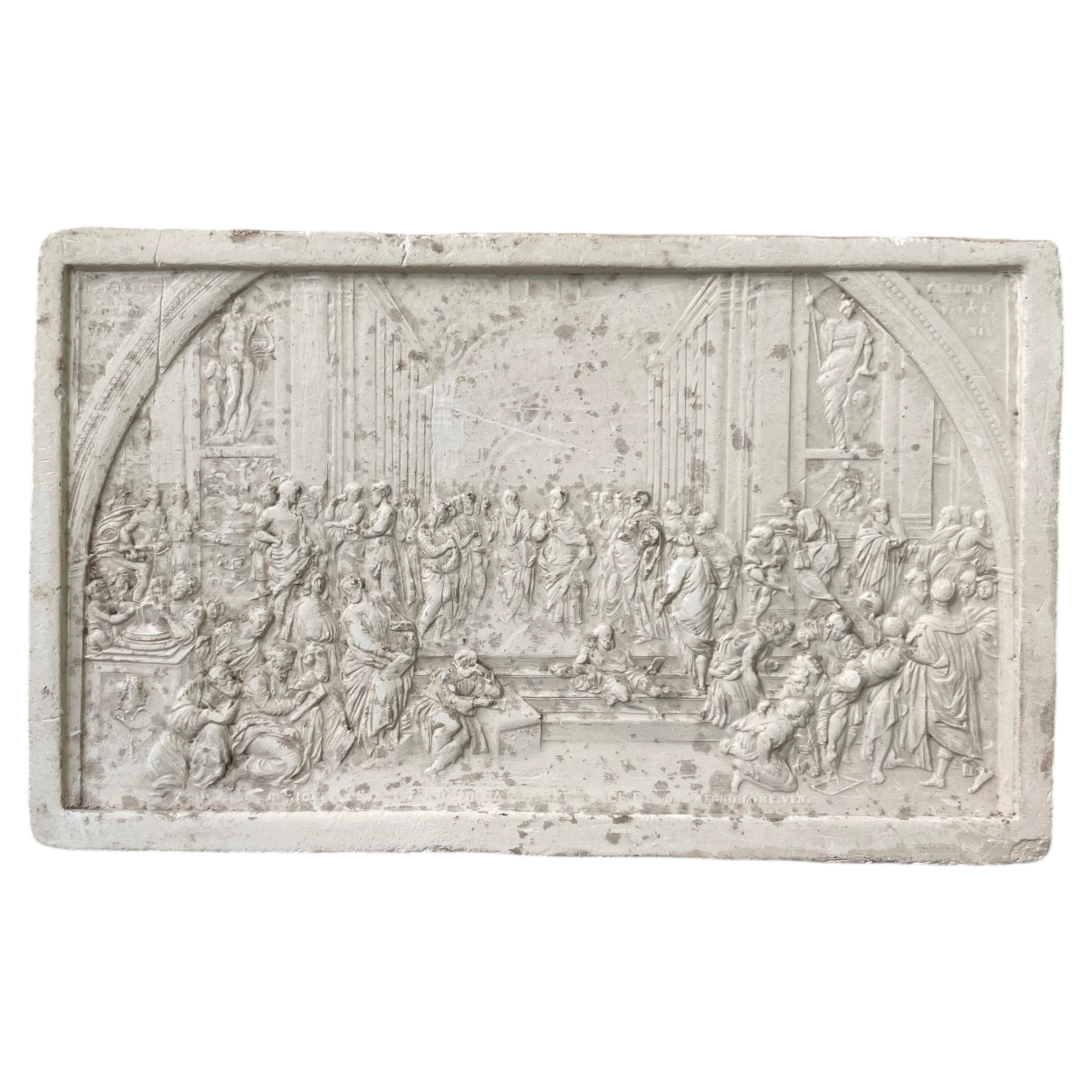 19th Century Grand Tour Plaster Plaque after Raphael, he School of Athens