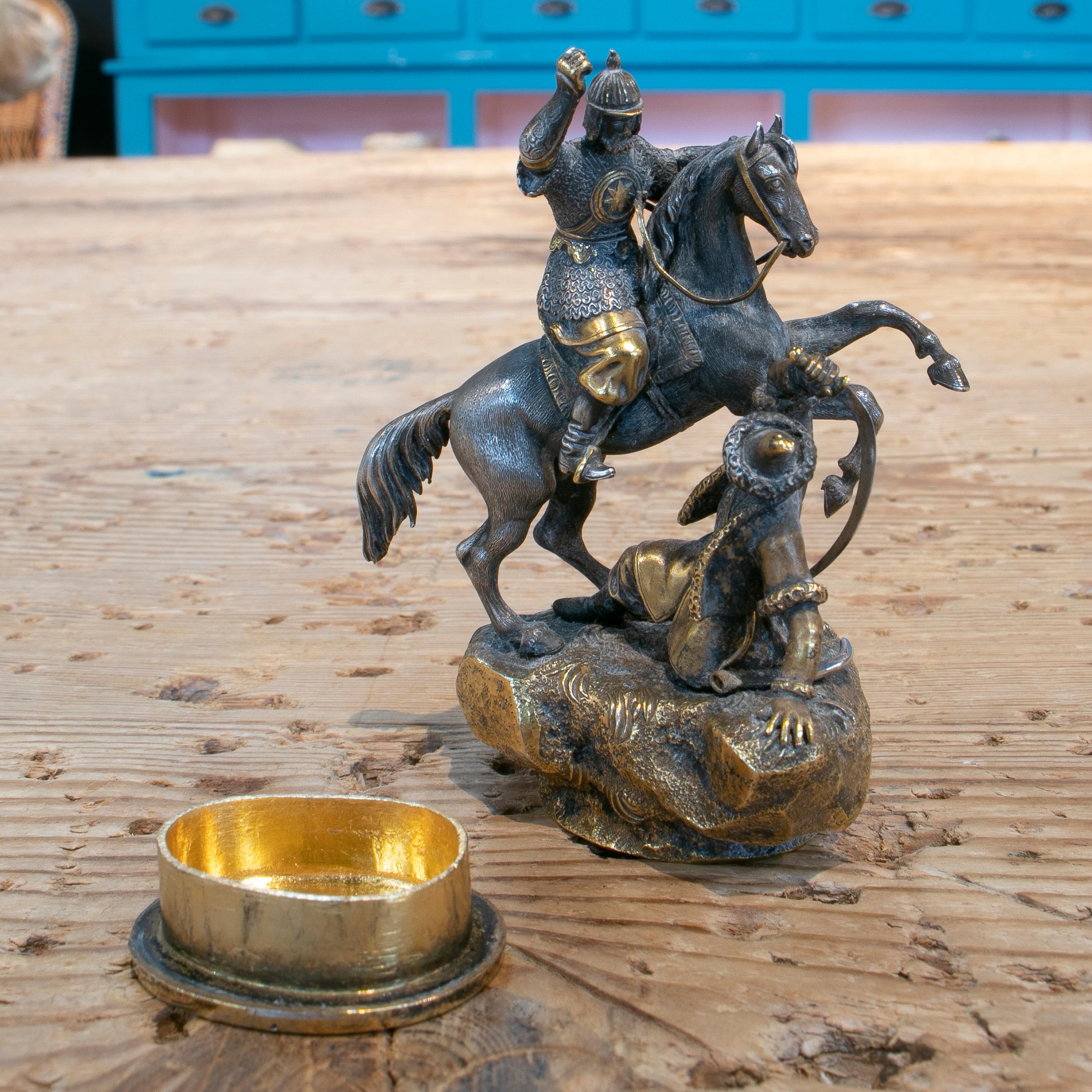 19th Century Grand Tour Saladin Silver Figure Pill Box For Sale 4