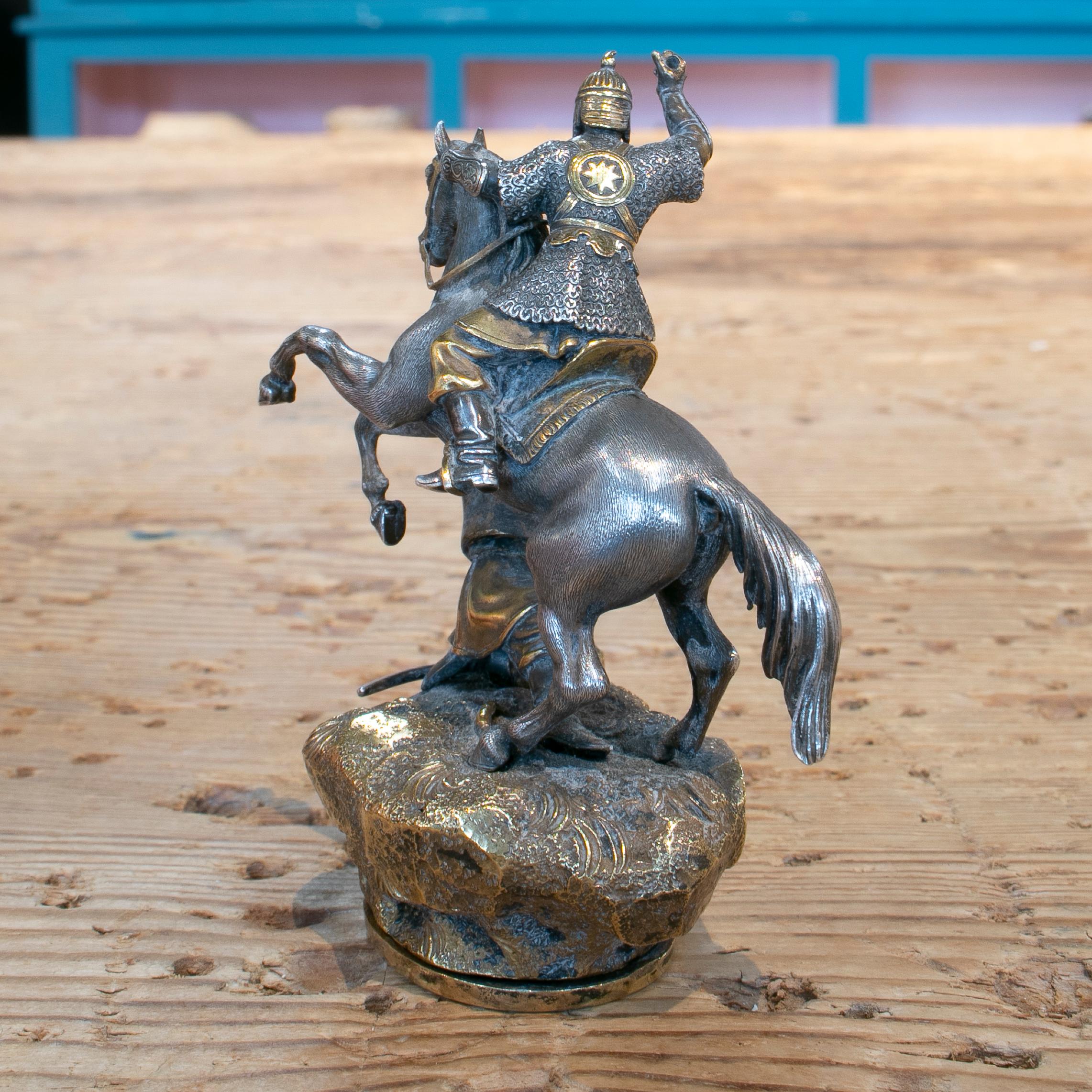 European 19th Century Grand Tour Saladin Silver Figure Pill Box For Sale