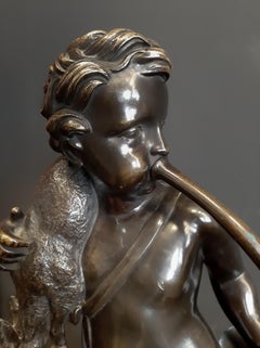 19th Century Grand Tour Sculpture of a Putto with Horn and Deer