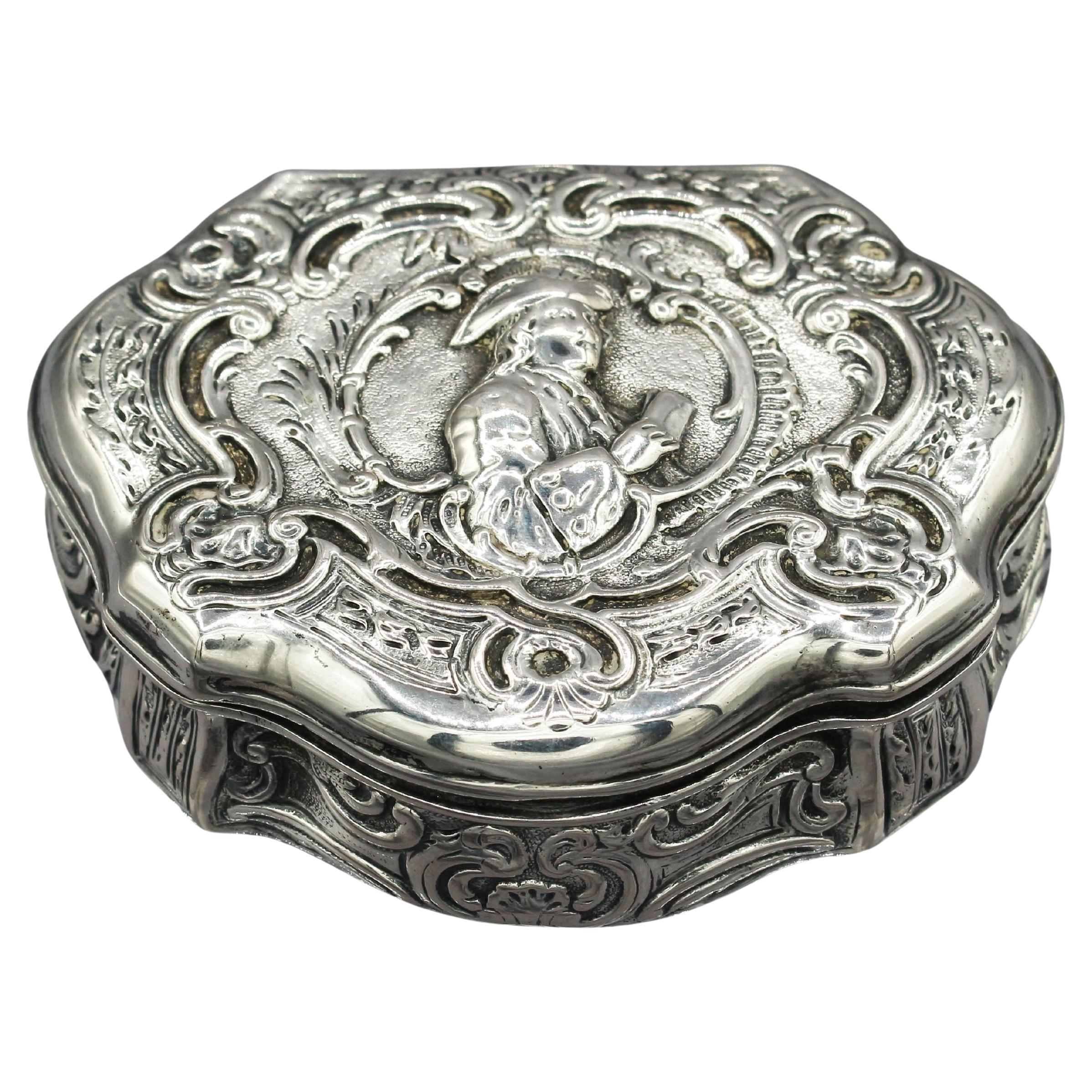 19th Century Grand Tour Silver Box, Likely Made in Germany For Sale