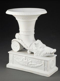 19th Century Grand Tour Style Bisque Porcelain Rhyton Form Vase
