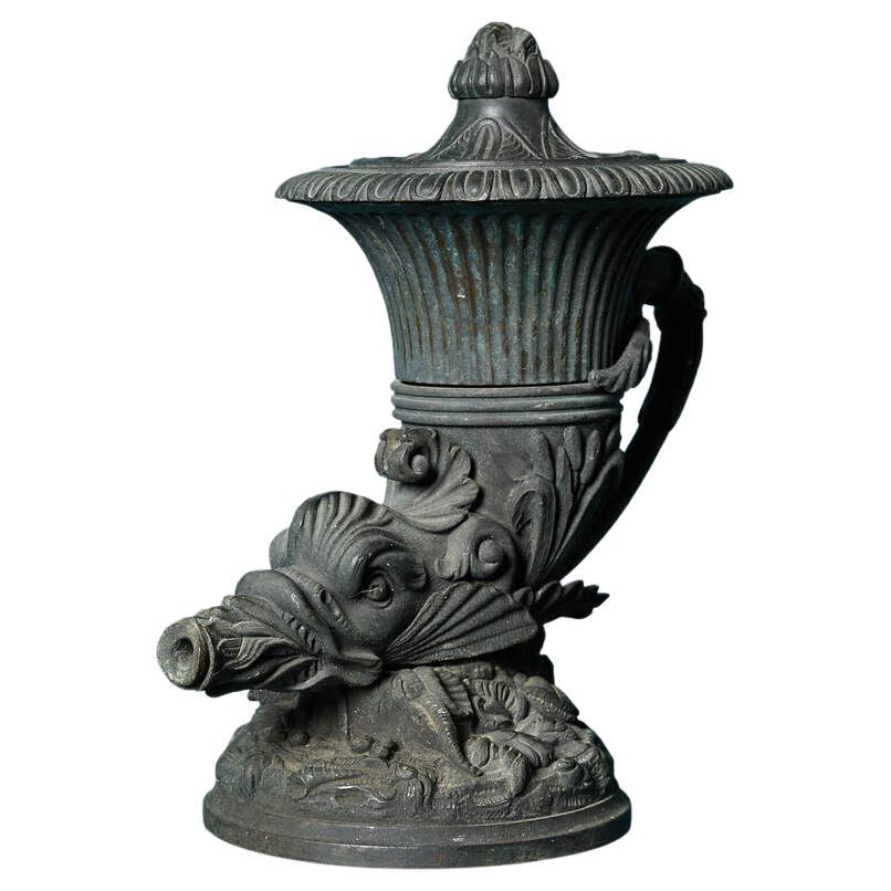 19th Century Grand Tour Style Bronze Dolphin Oil Lamp For Sale