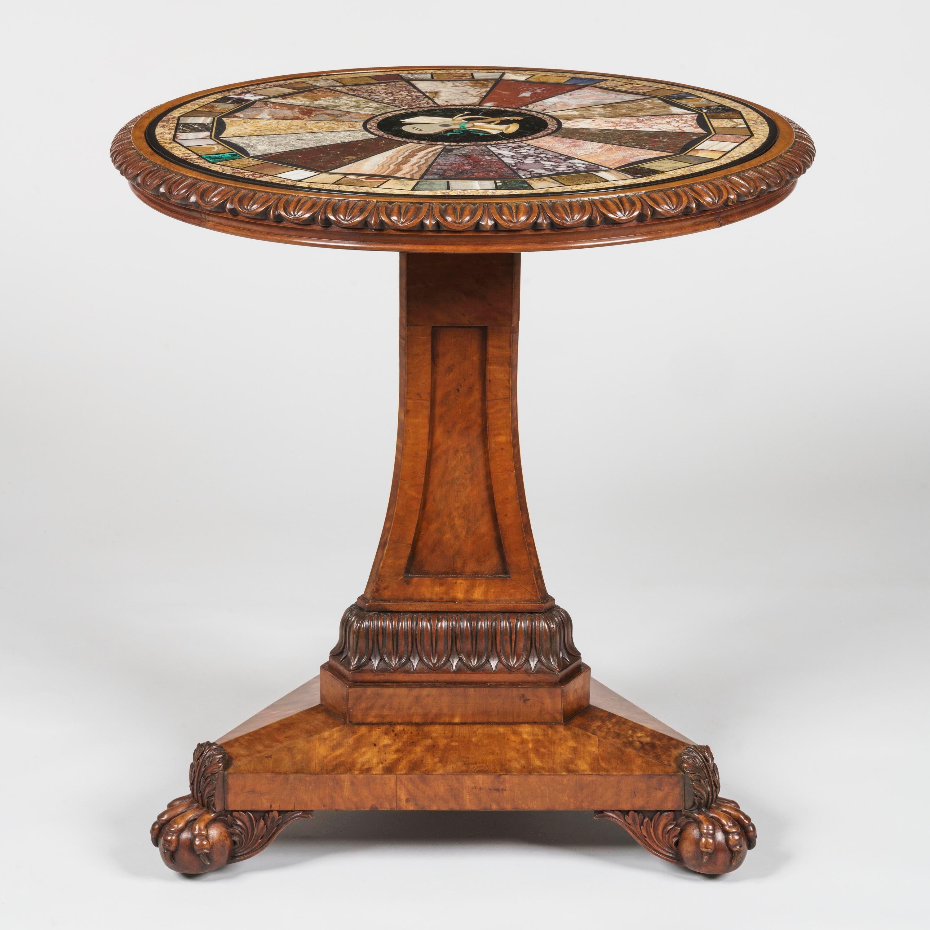 European 19th Century 'Grand Tour' Table with Specimen Marble and Pietra Dura Stone Top