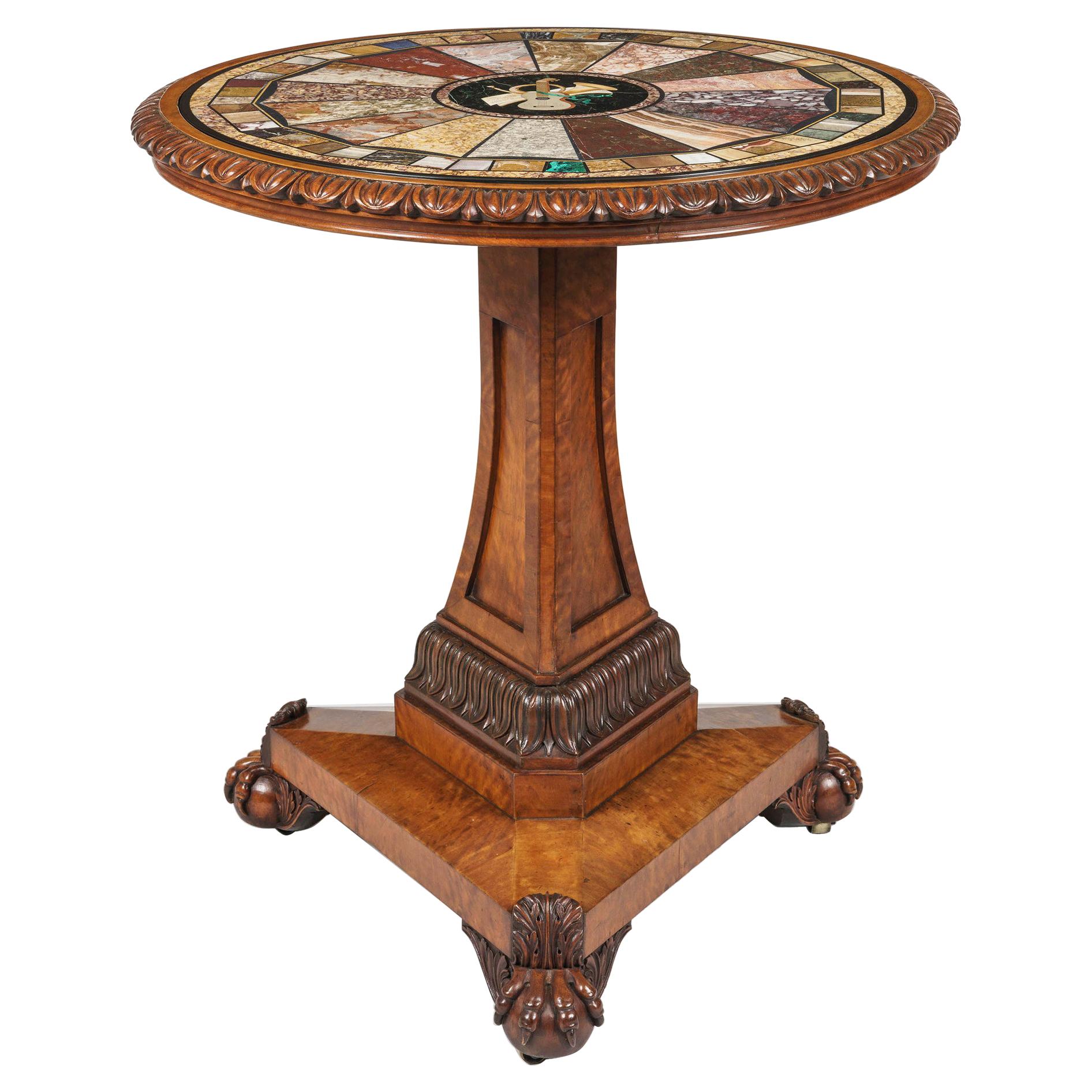 19th Century 'Grand Tour' Table with Specimen Marble and Pietra Dura Stone Top