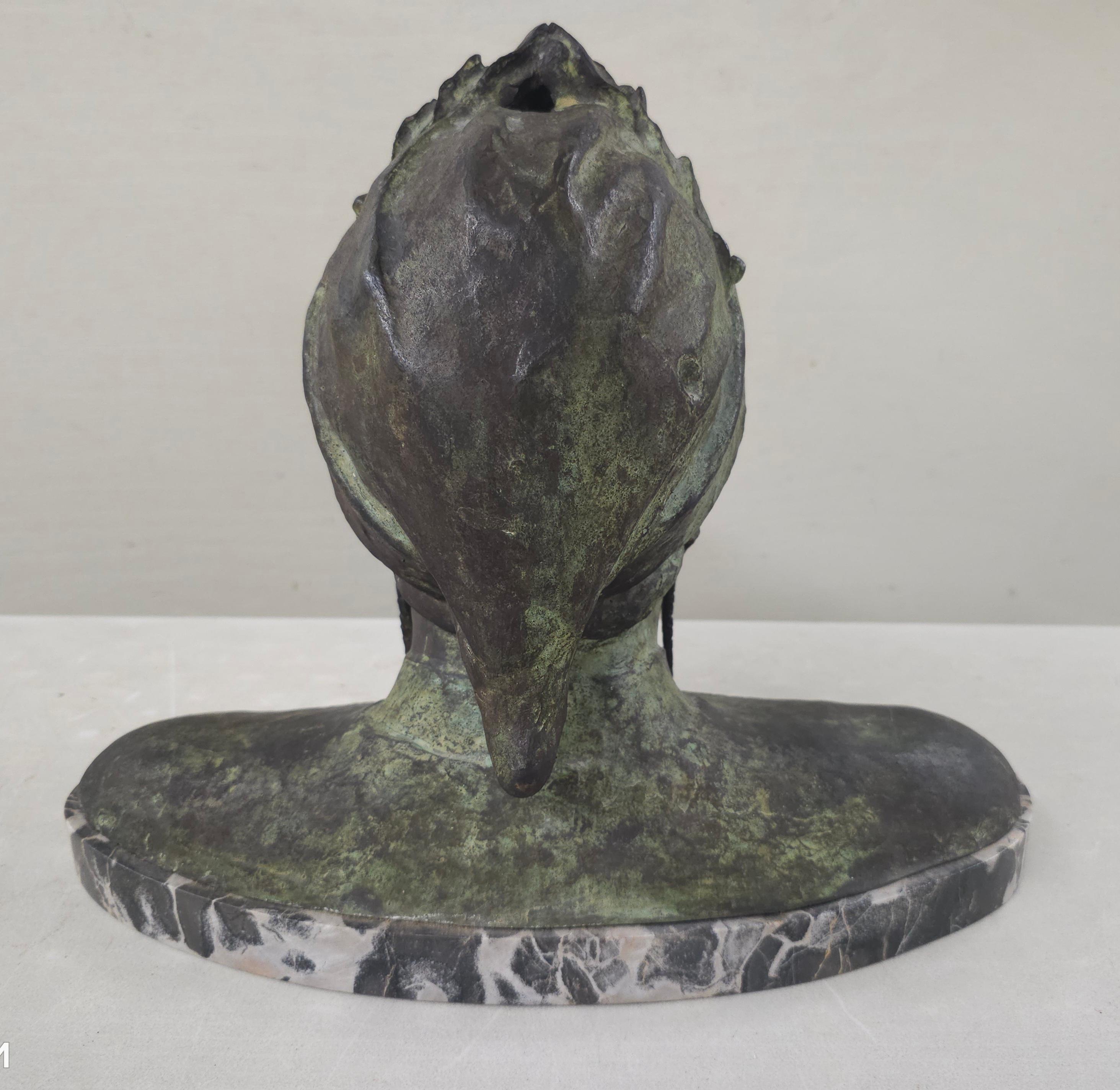 Oggetti in metallo Busto in bronzo verdastro di Dante Alighieri del XIX secolo / basamento in marmo in vendita