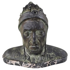 Busto de bronce verdigris de Dante Alighieri del Gran Tour del siglo XIX / Zócalo de mármol