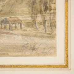 19th Century Grand Tour Watercolour of Pompeii