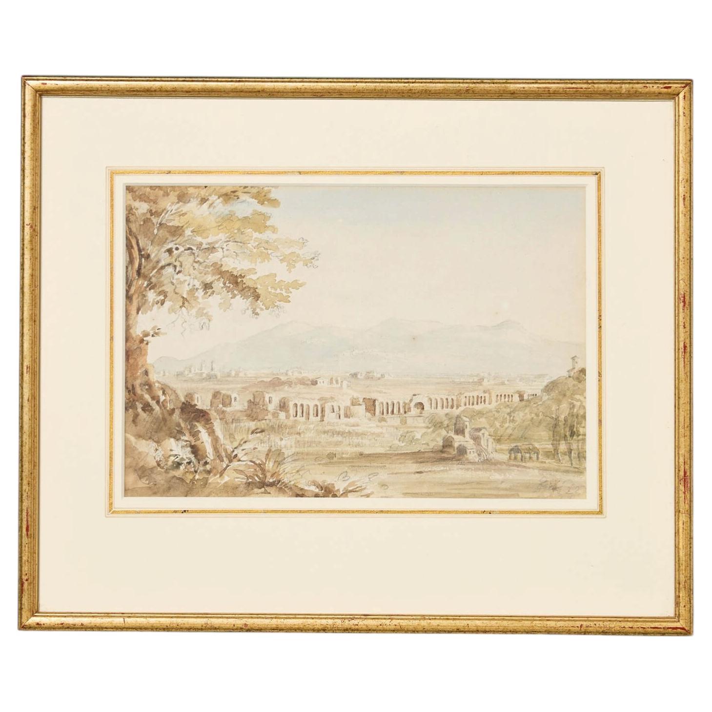 Aquarelle du Grand Tour de Pompéi du 19e siècle