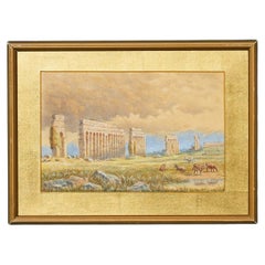 19th Century Grand Tour Watercolour of Ruins of the Ancient Romana Aqueducts