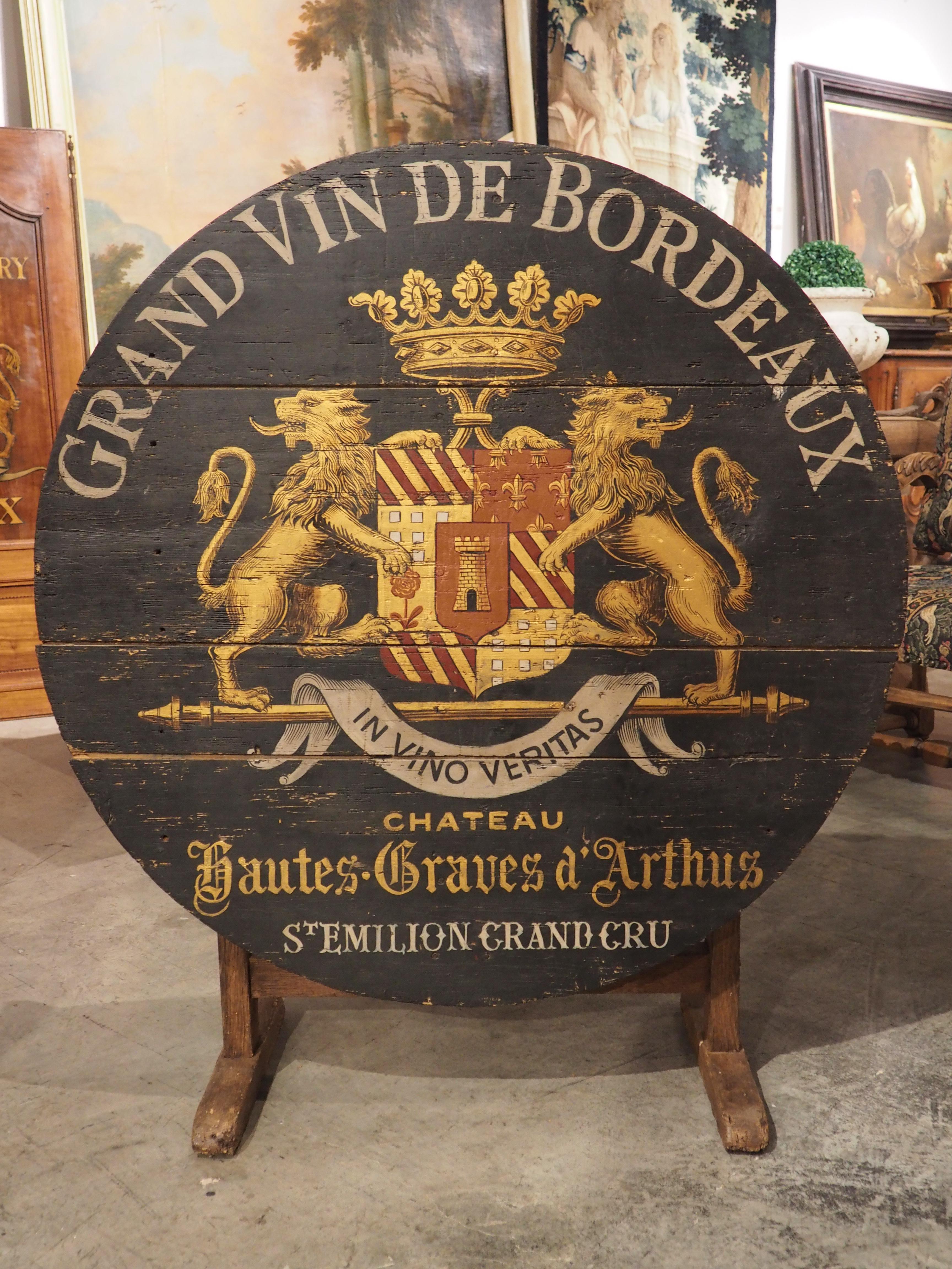 19th Century 'Grand Vin De Bordeaux' French Wine Tasting Table 12