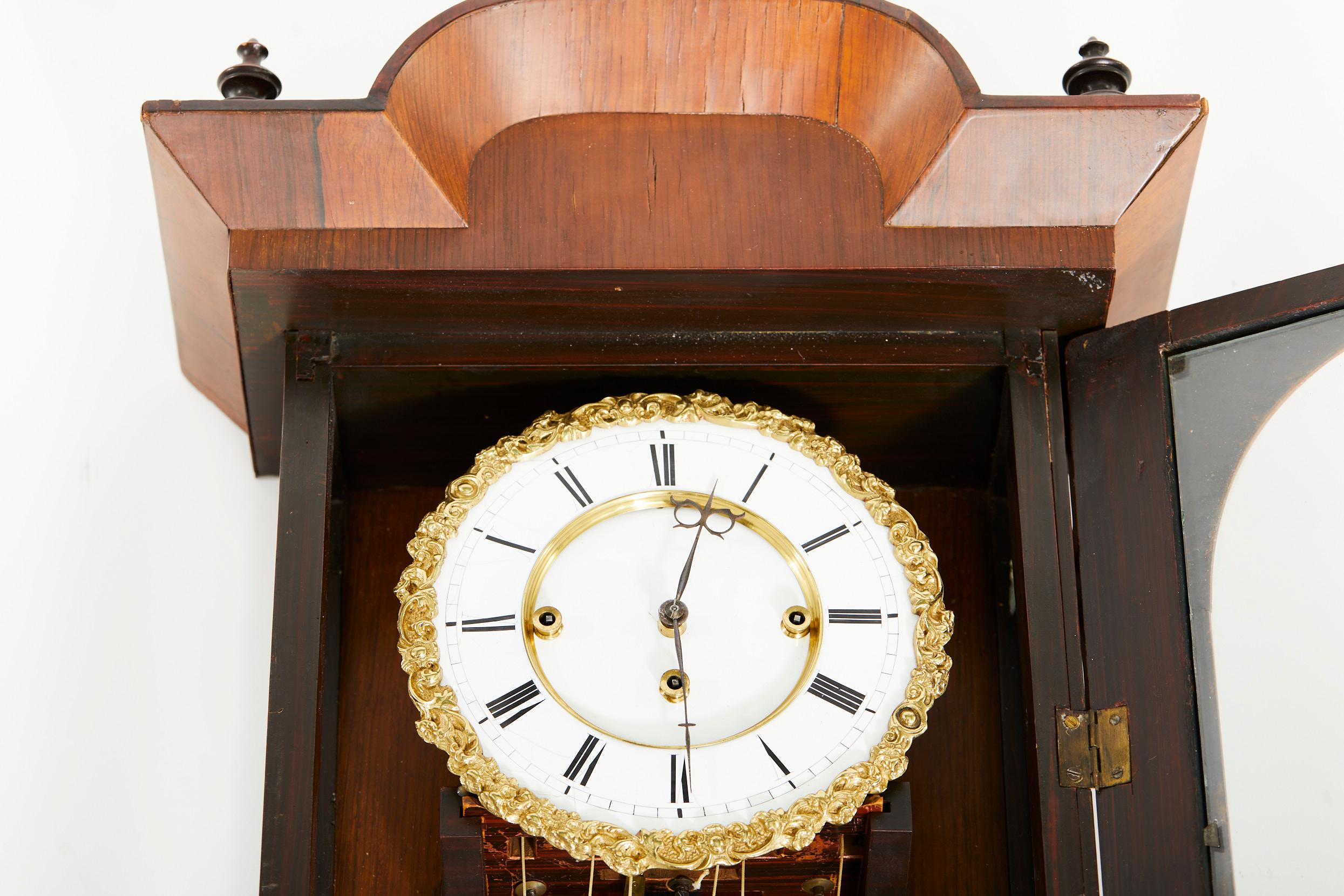 Hand-Painted 19th Century Grande Sonnerie Vienna Regulator Clock For Sale