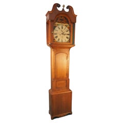 19th Century Grandfather Clock in Oak with Painting Scene from Tam O' Shanter