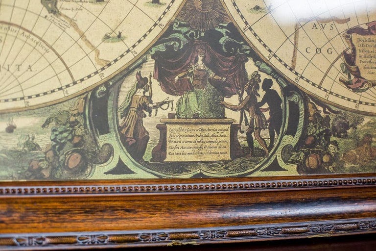 19th Century Graphic With A Hydrographic World Map For