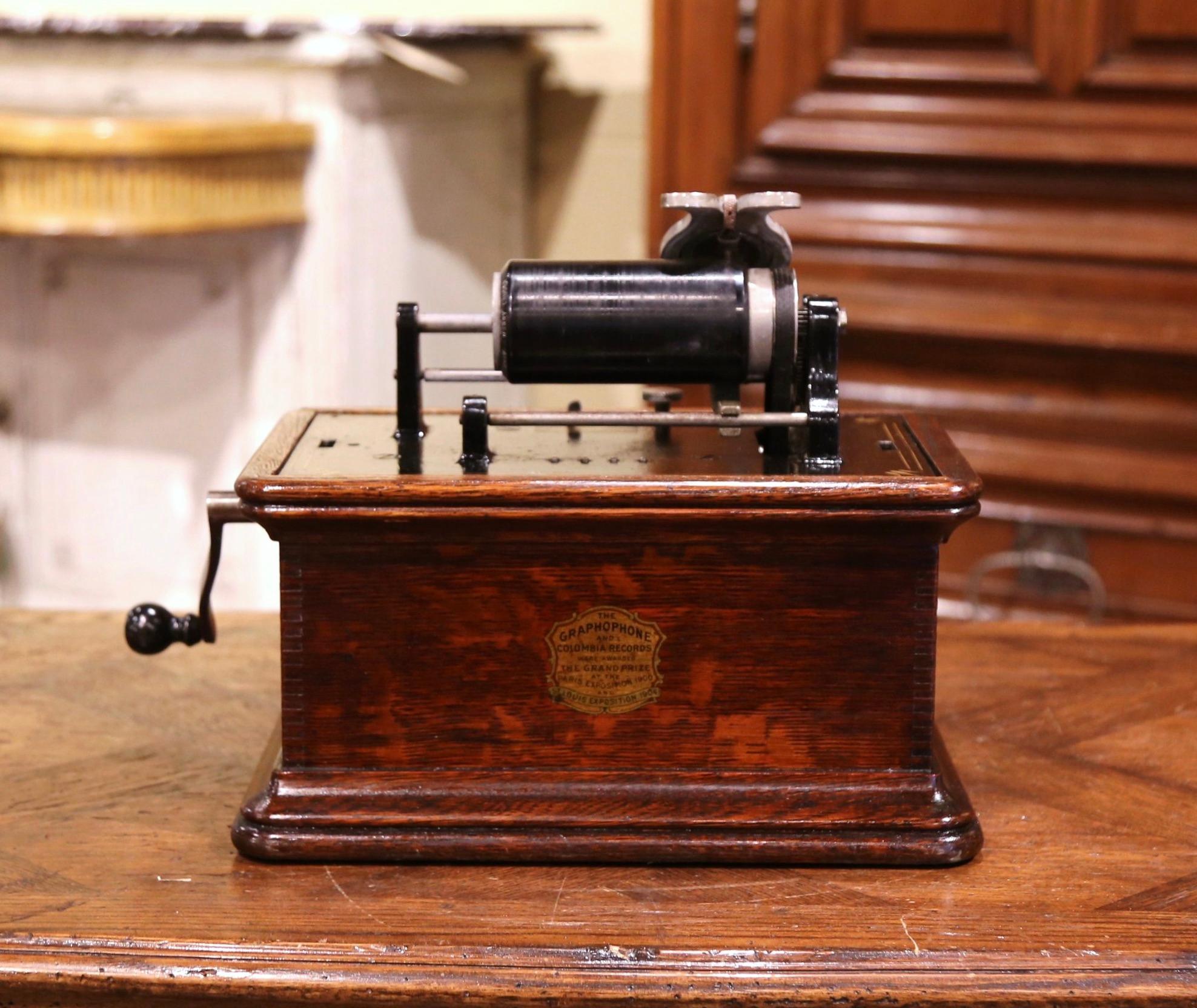 19th Century Graphophone by the Columbia Phonograph Co. with Casing and Rolls 1