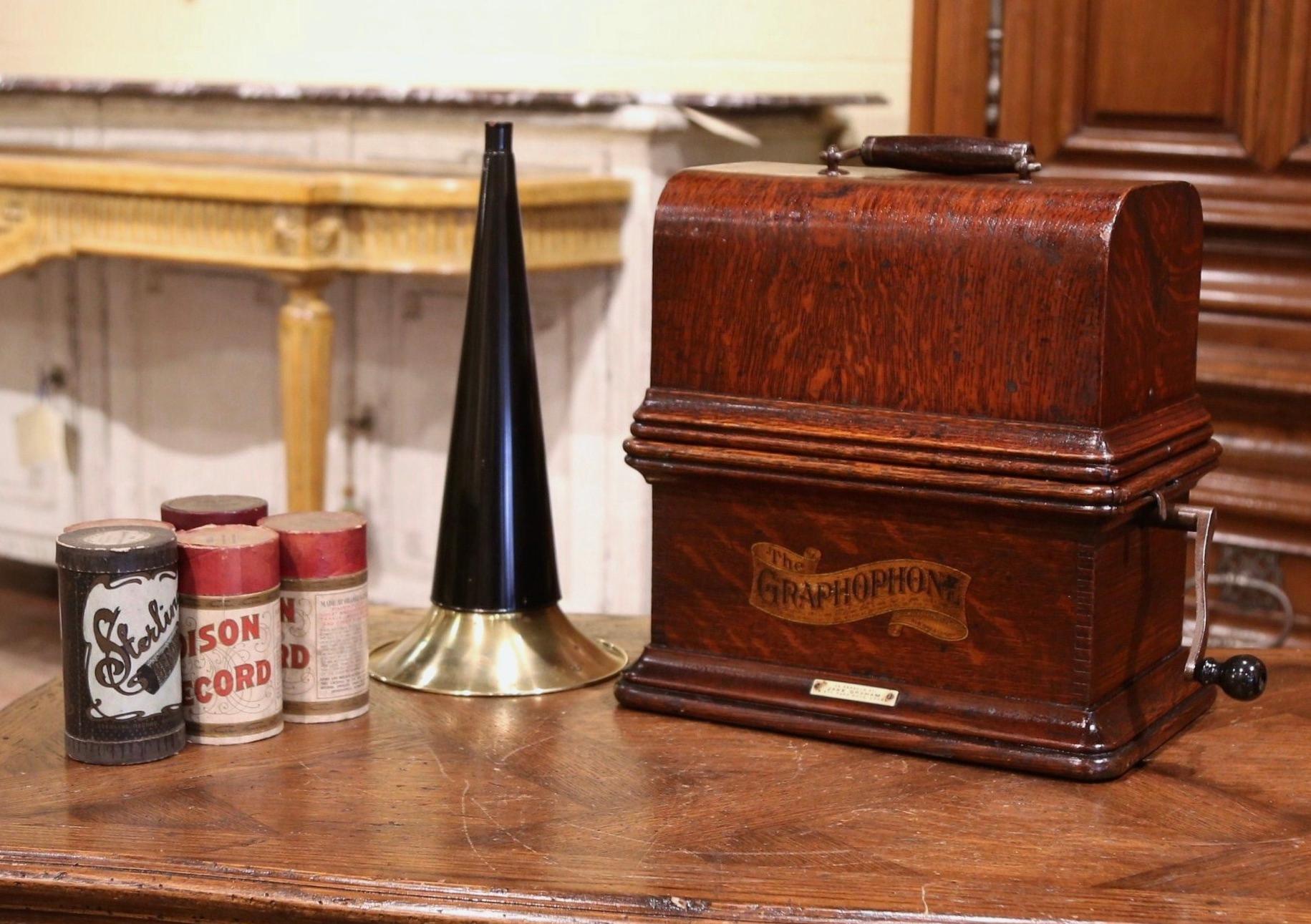 19th Century Graphophone by the Columbia Phonograph Co. with Casing and Rolls 3