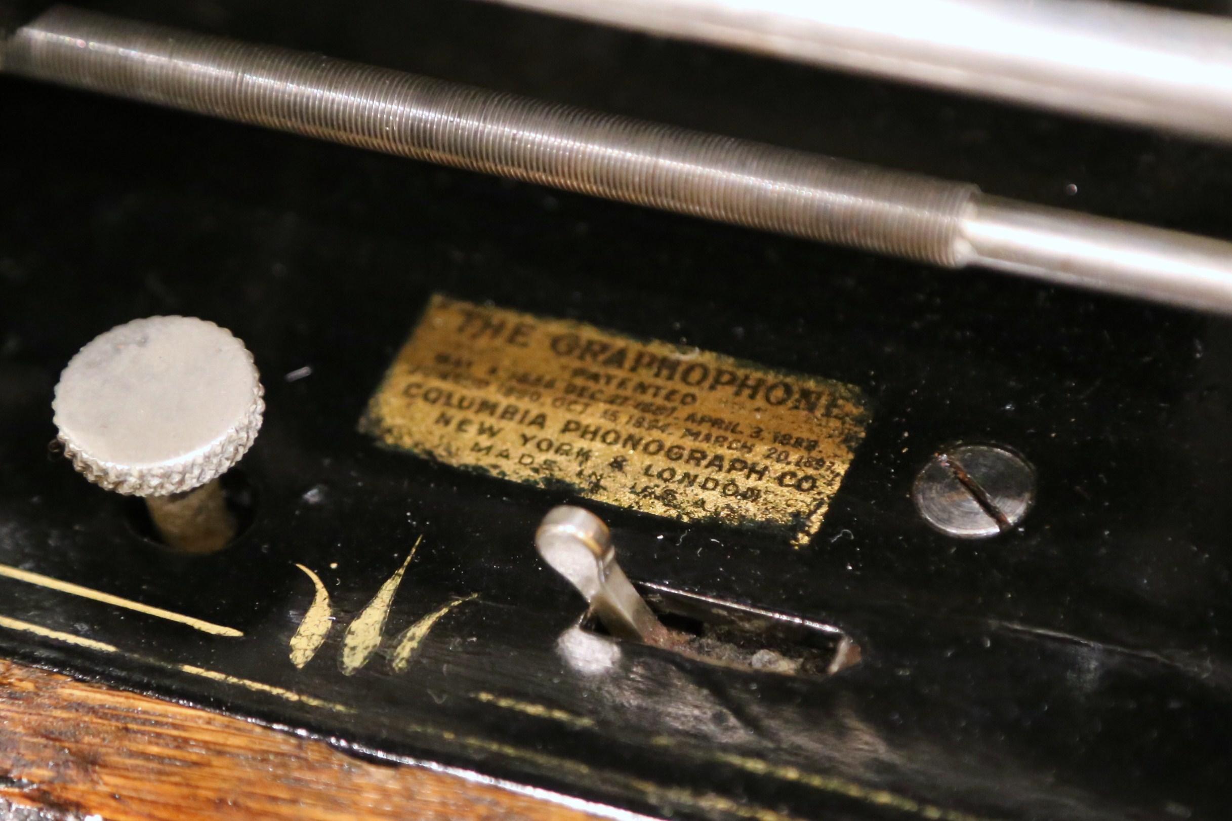 Hand-Crafted 19th Century Graphophone by the Columbia Phonograph Co. with Casing and Rolls