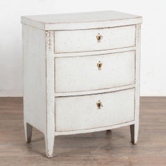 19th Century Gray Danish Bow Front Small Chest of Three Drawers or Nightstand